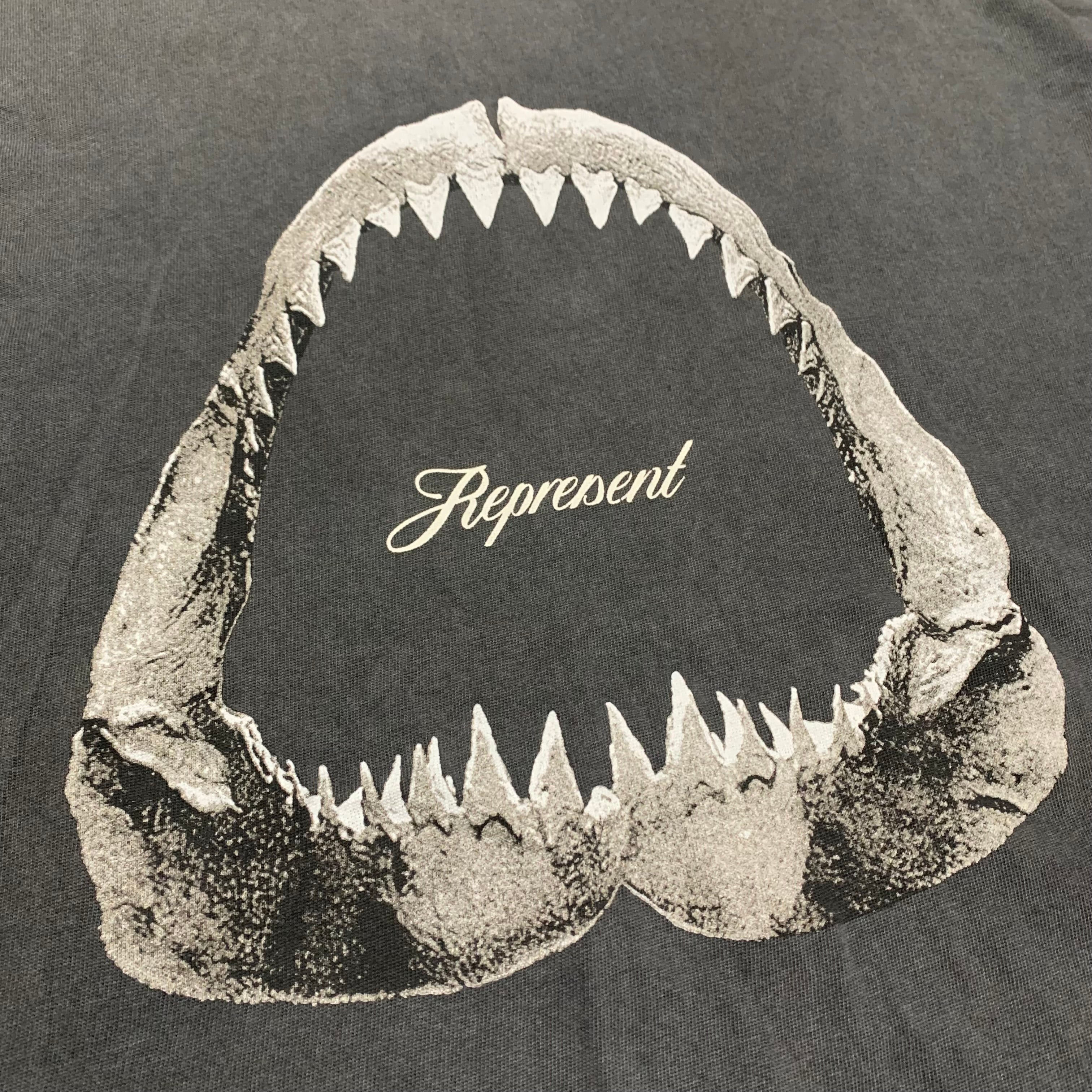 Represent Large Jaws Vintage Grey Tee Shark Graphic