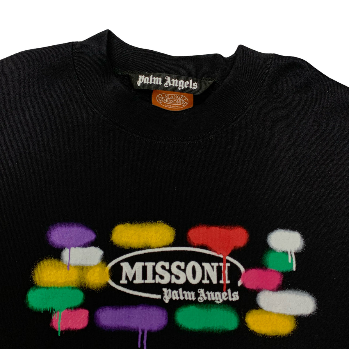 Palm Angels Large Sweatshirt Missoni Sprayed Black Sweatshirt Crewneck