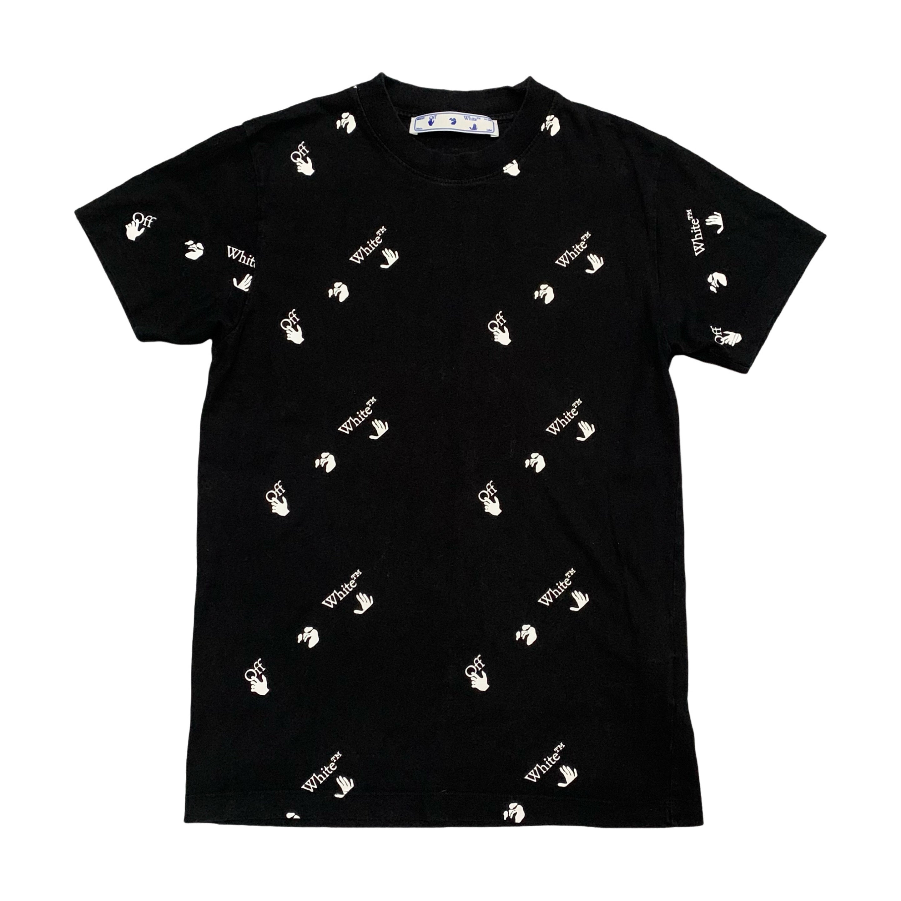 Off White Small All Over Logo Black Tee Virgil Abloh