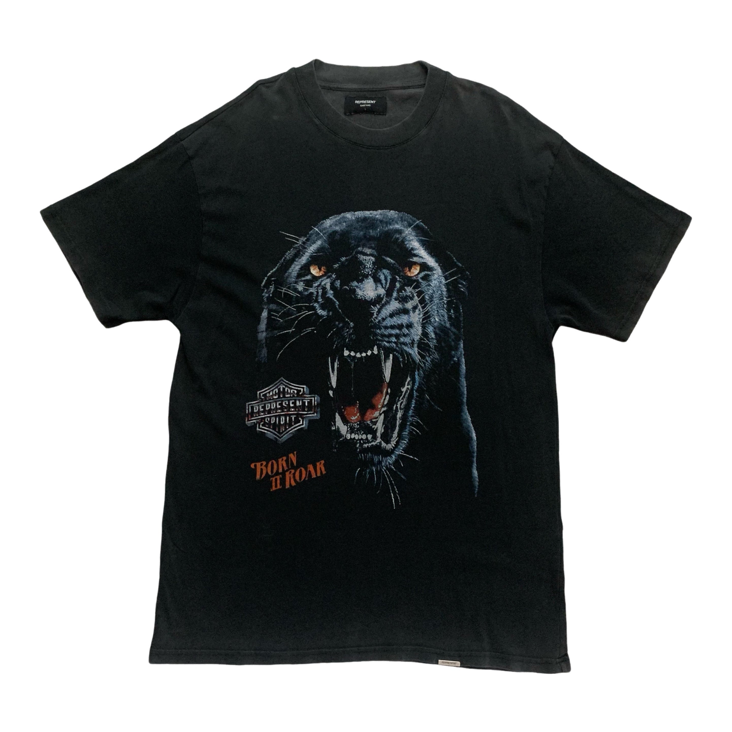 Represent Large Born To Roar Vintage Black Tee