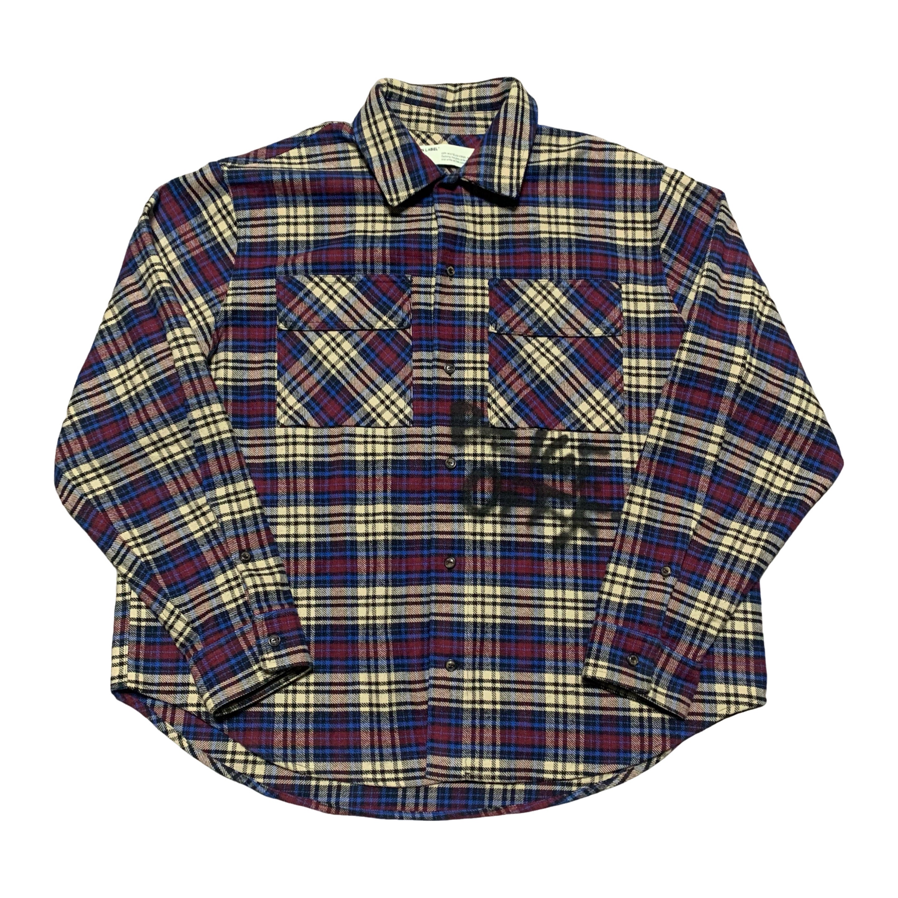 Off White Large Flannel Check Shirt Blue Virgil Abloh