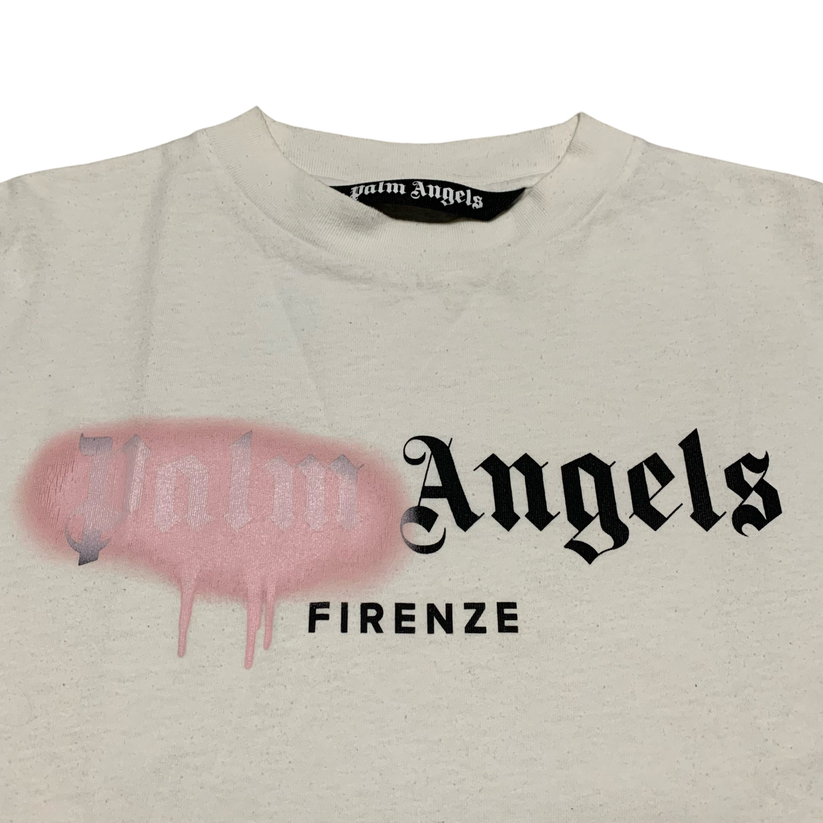 Palm Angels Small Firenze Sprayed White Tee