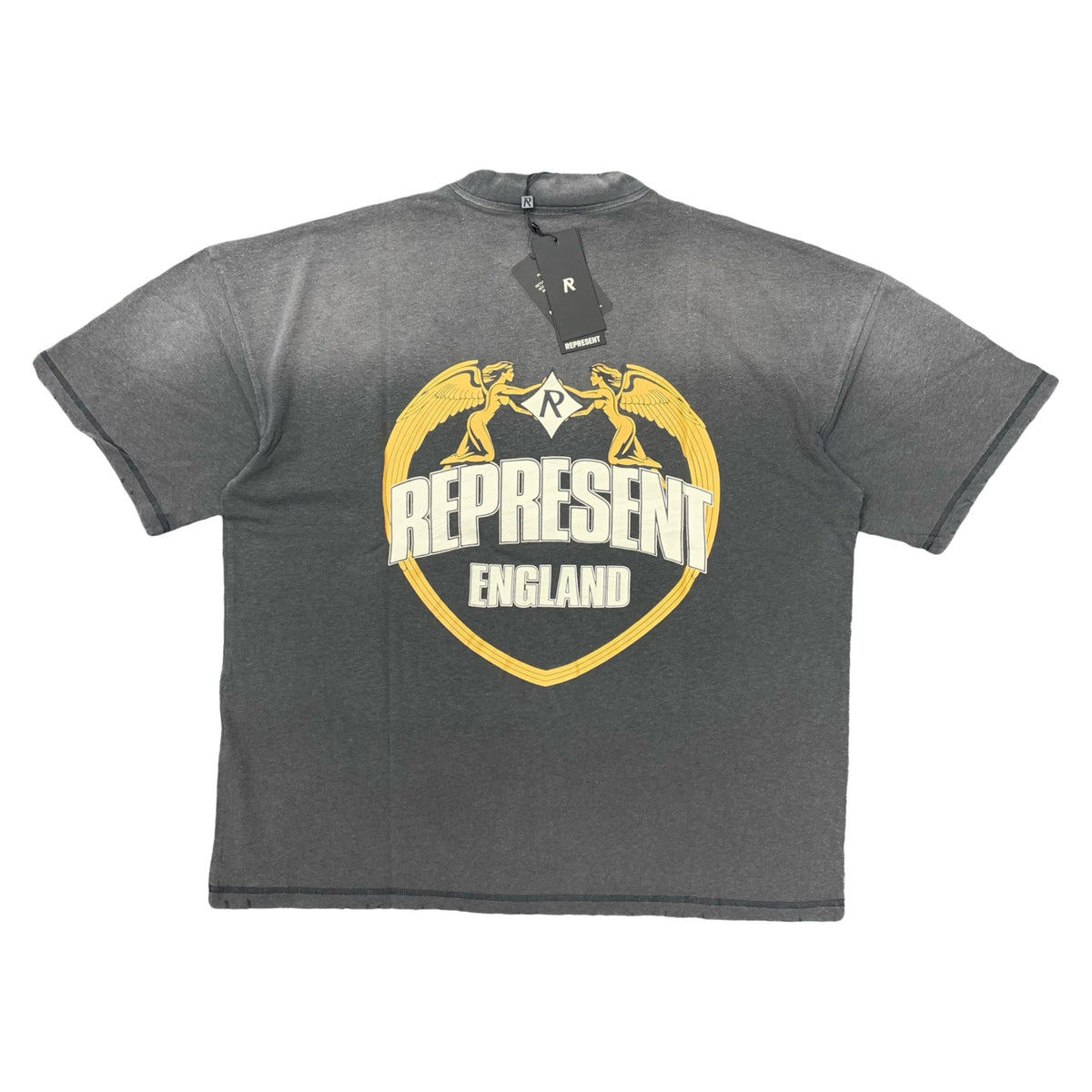Represent XS Tee Angel Border Stained Black T-Shirt