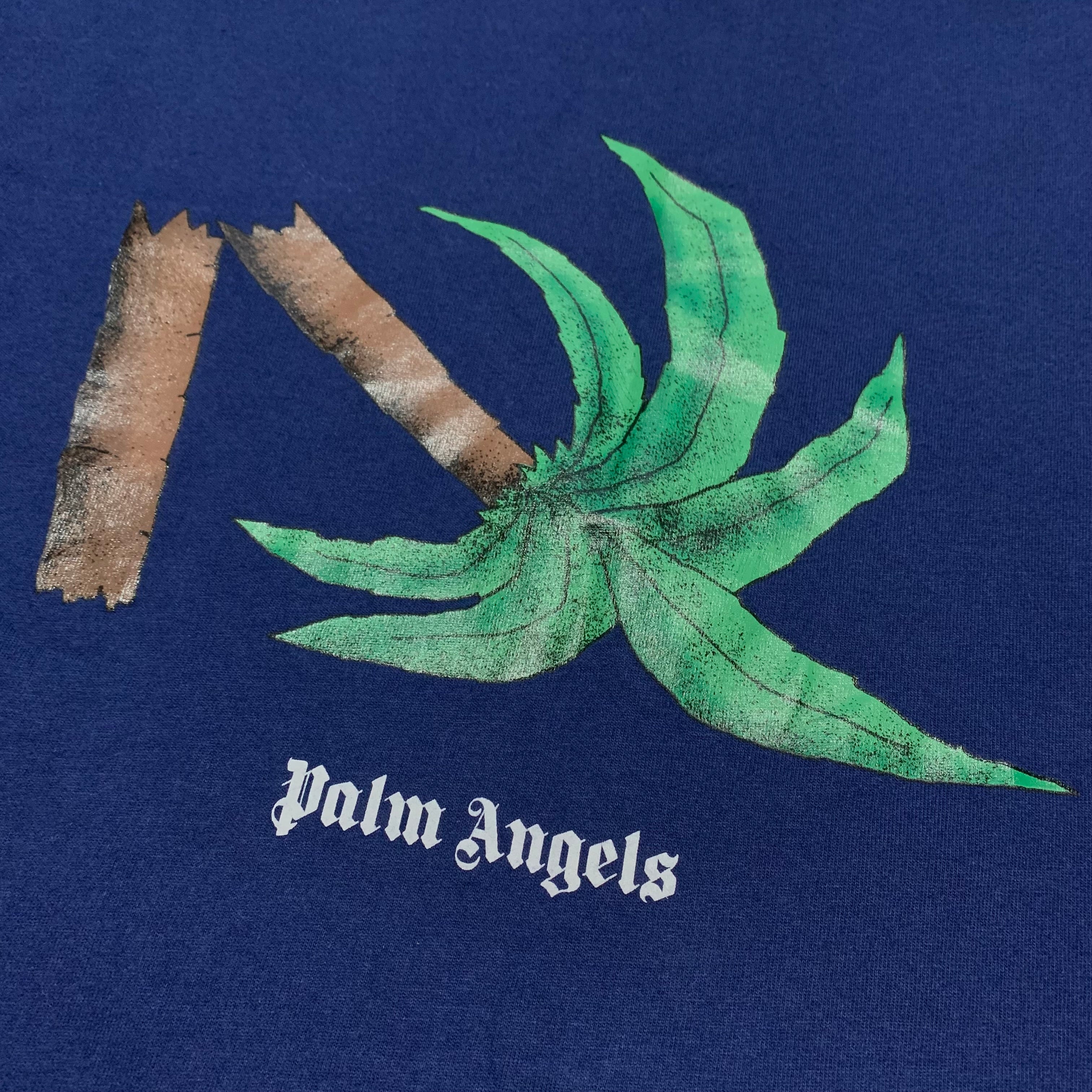 Palm Angels Medium Broken Palm Tree Blue Tee