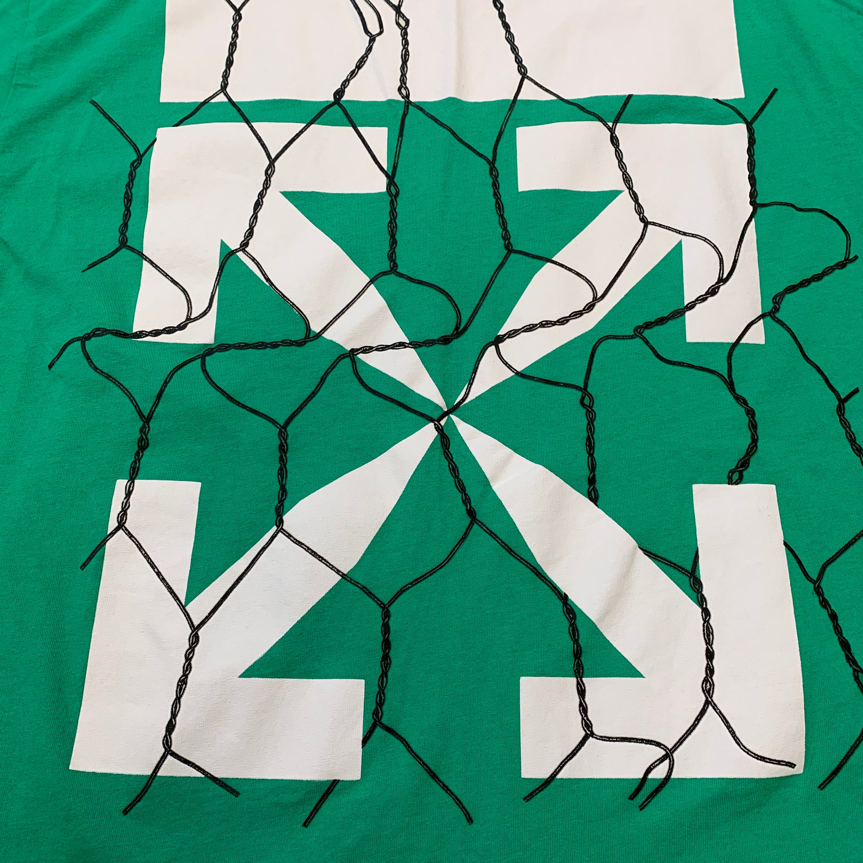 Off White Large Tee Fence Arrows Green T-Shirt Virgil Abloh