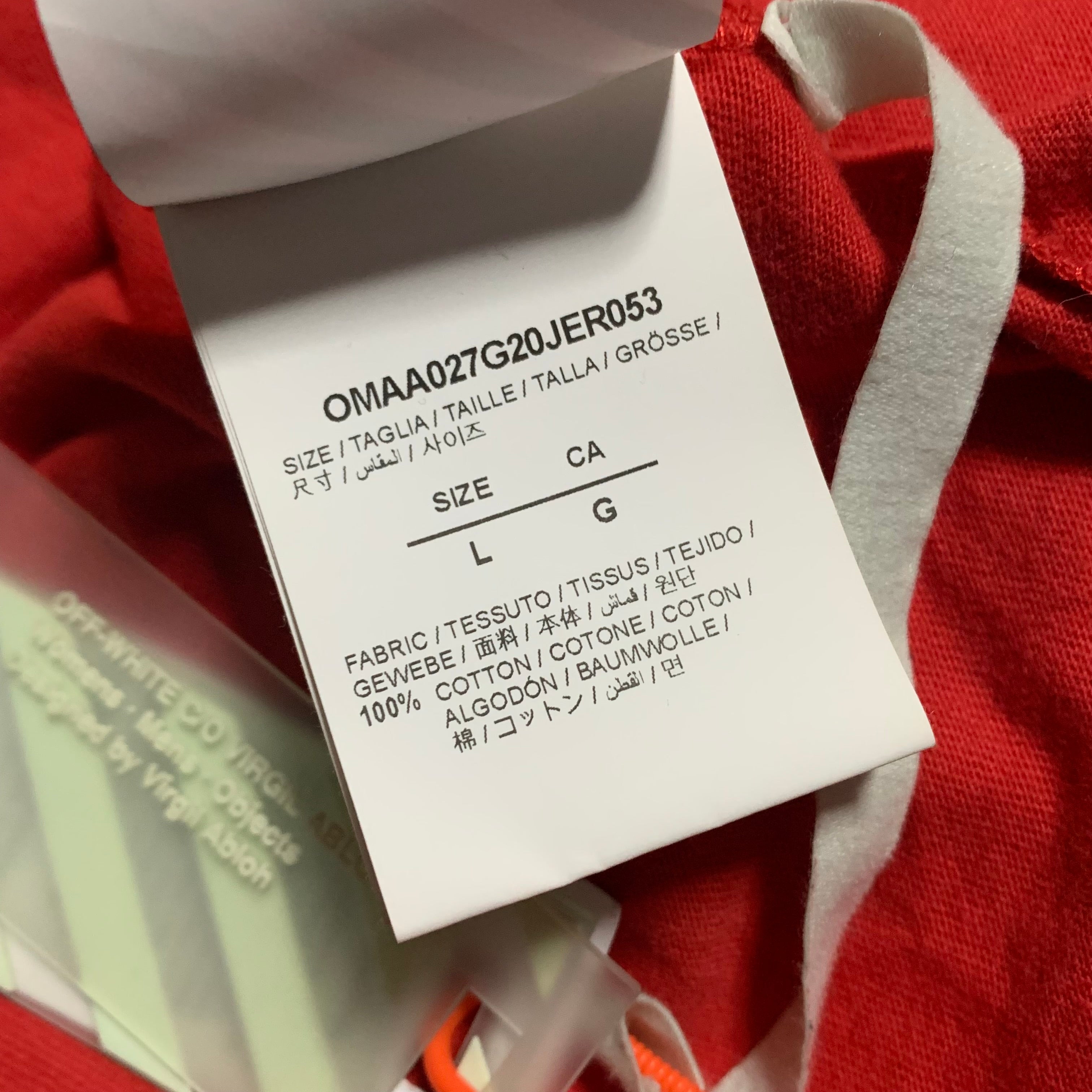 Off White Large Airport Arrows Red Tee Virgil Abloh