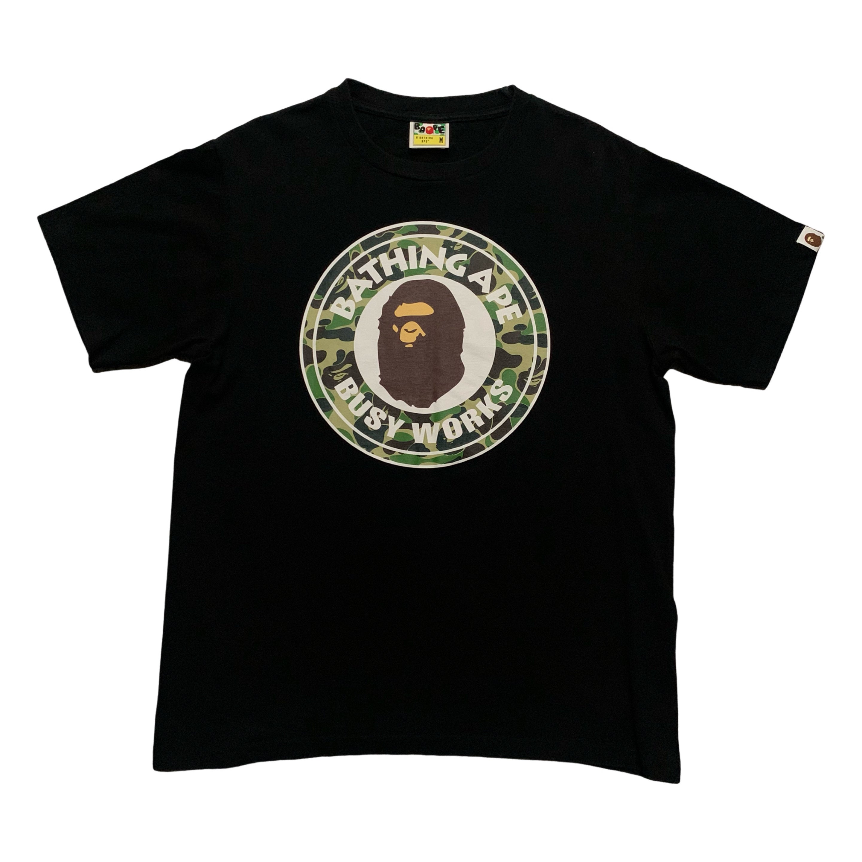 Bape Medium Busy Works Green ABC Camo Black Tee