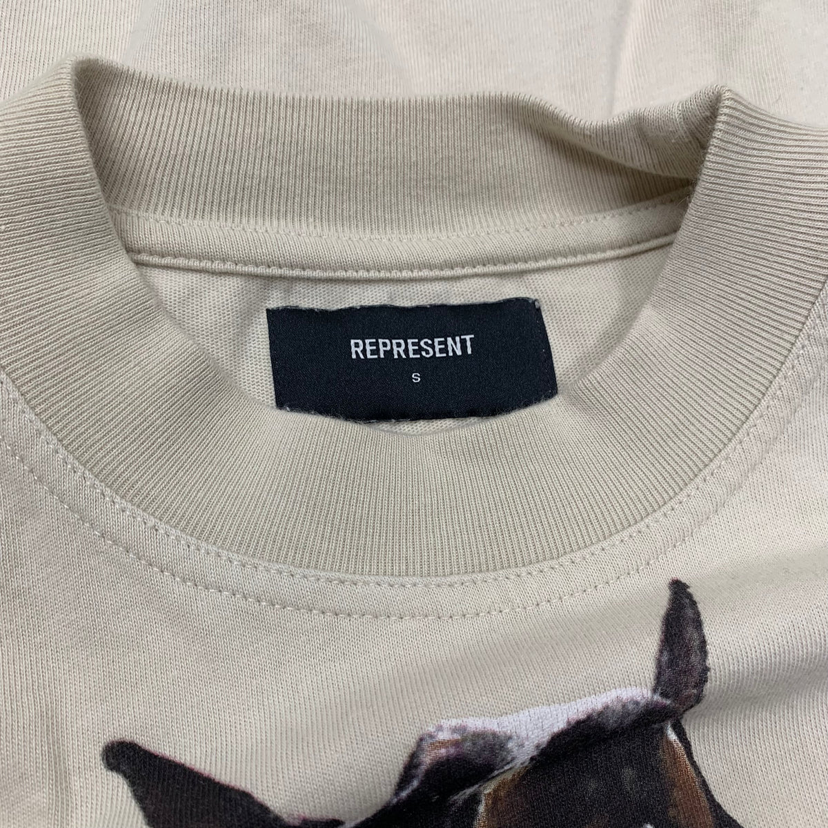 Palm Angels Small Tee Thoroughbred Dog Vintage White T-Shirt