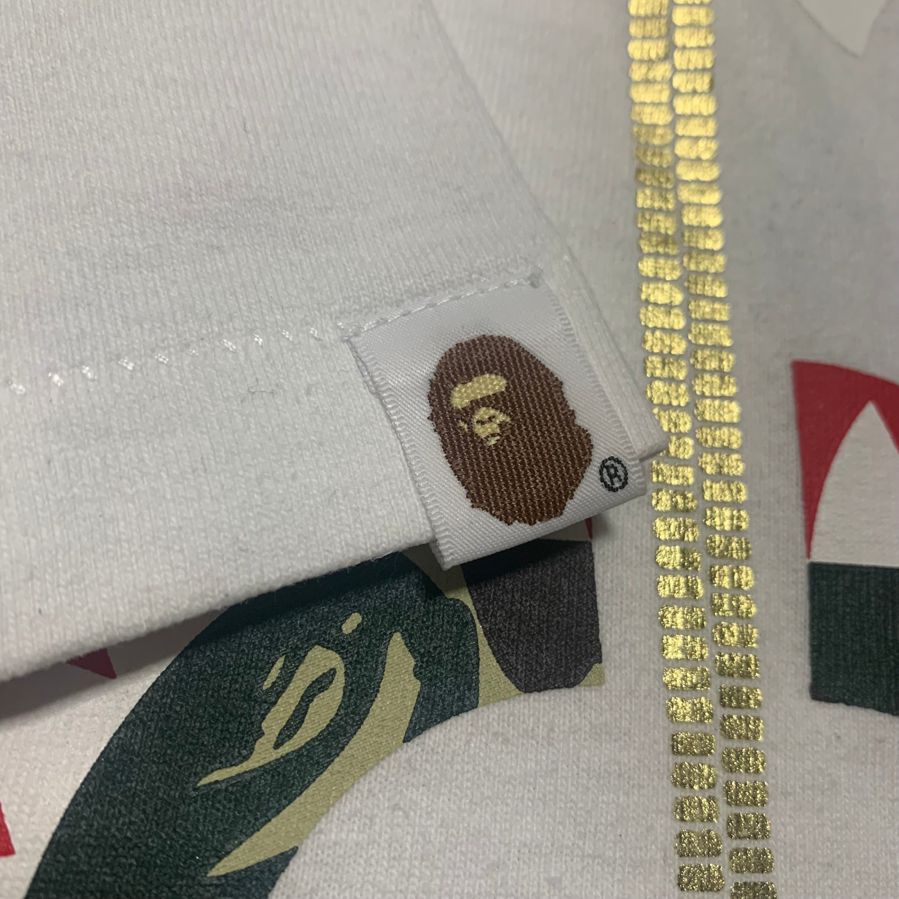 Bape Medium Shark Baby Milo Green ABC Camo White Tee