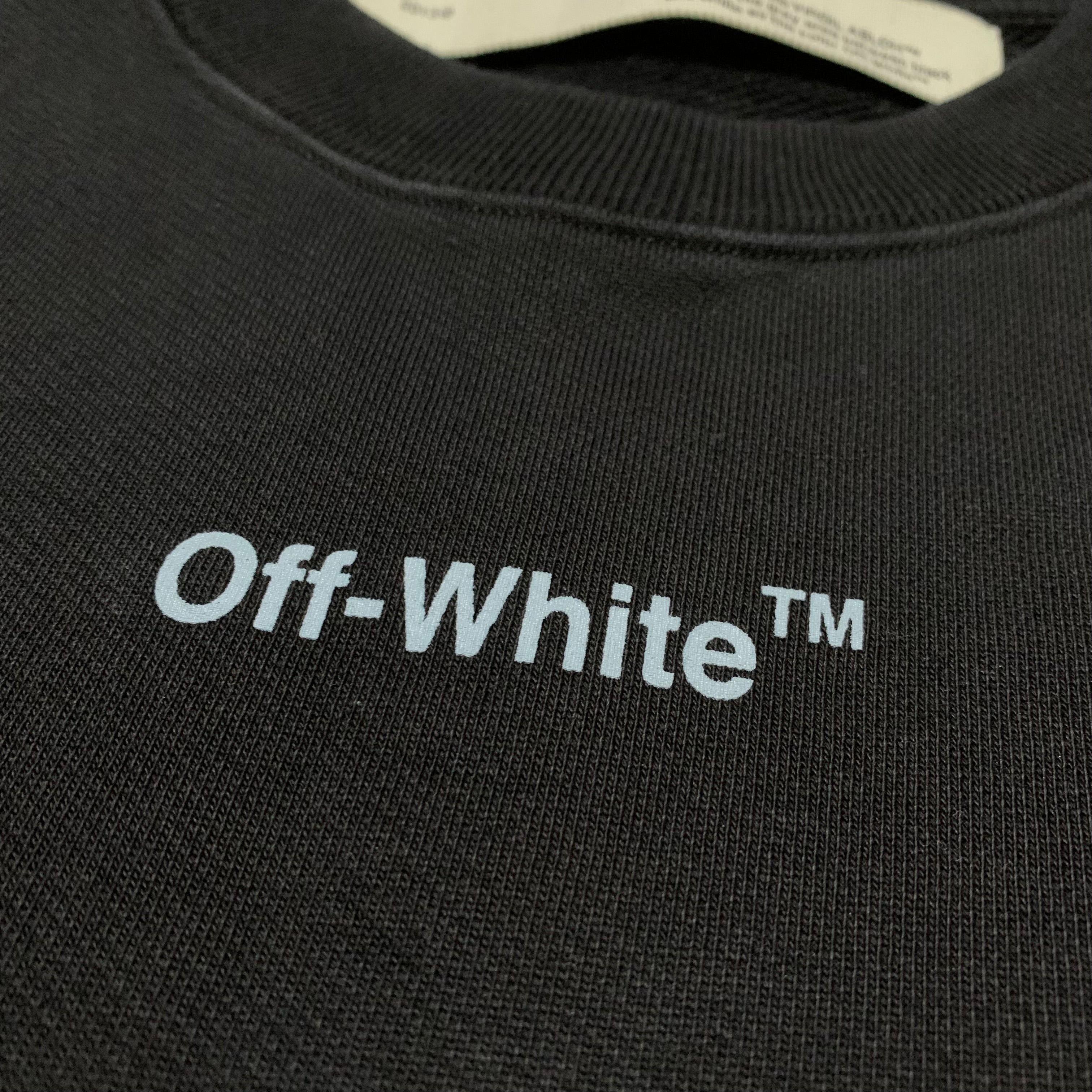 Off White XS Arrow Sketch Black Sweatshirt Crewneck Pockets Virgil Abloh