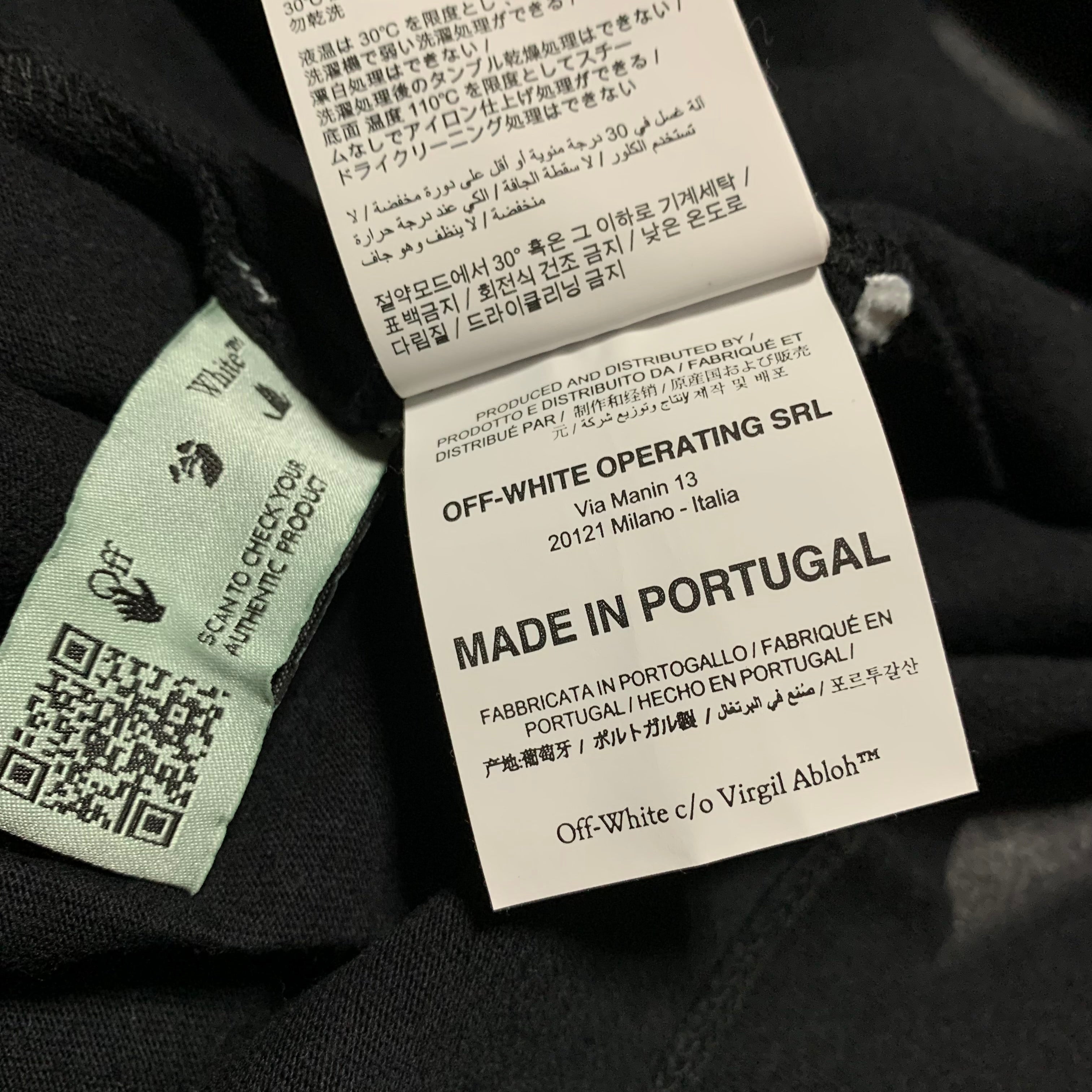 Off White Medium Mona Lisa Blurred Arrows Black Tee Virgil Abloh
