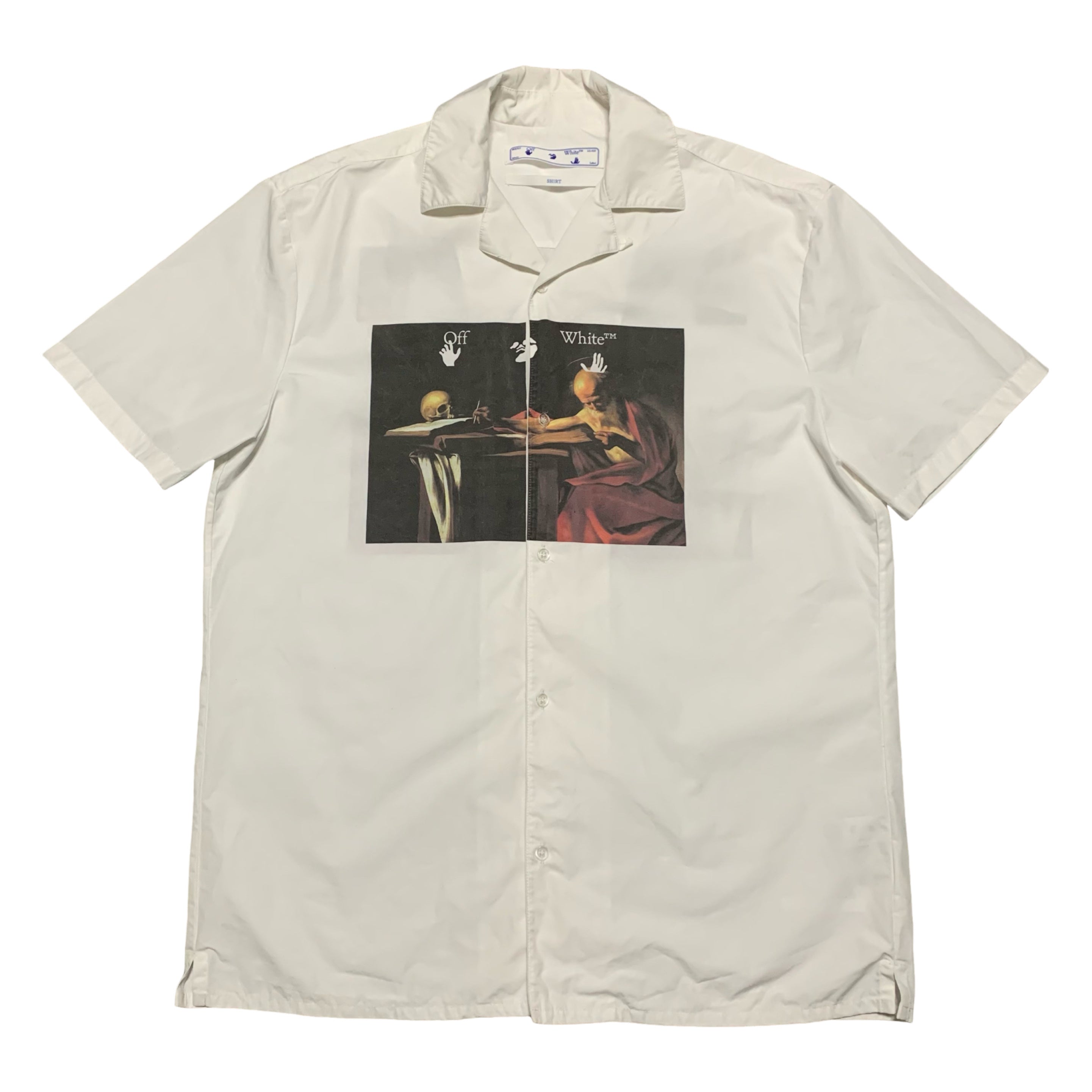Off White Large Caravaggio Arrows Shirt White Button Short Sleeve Virgil Abloh