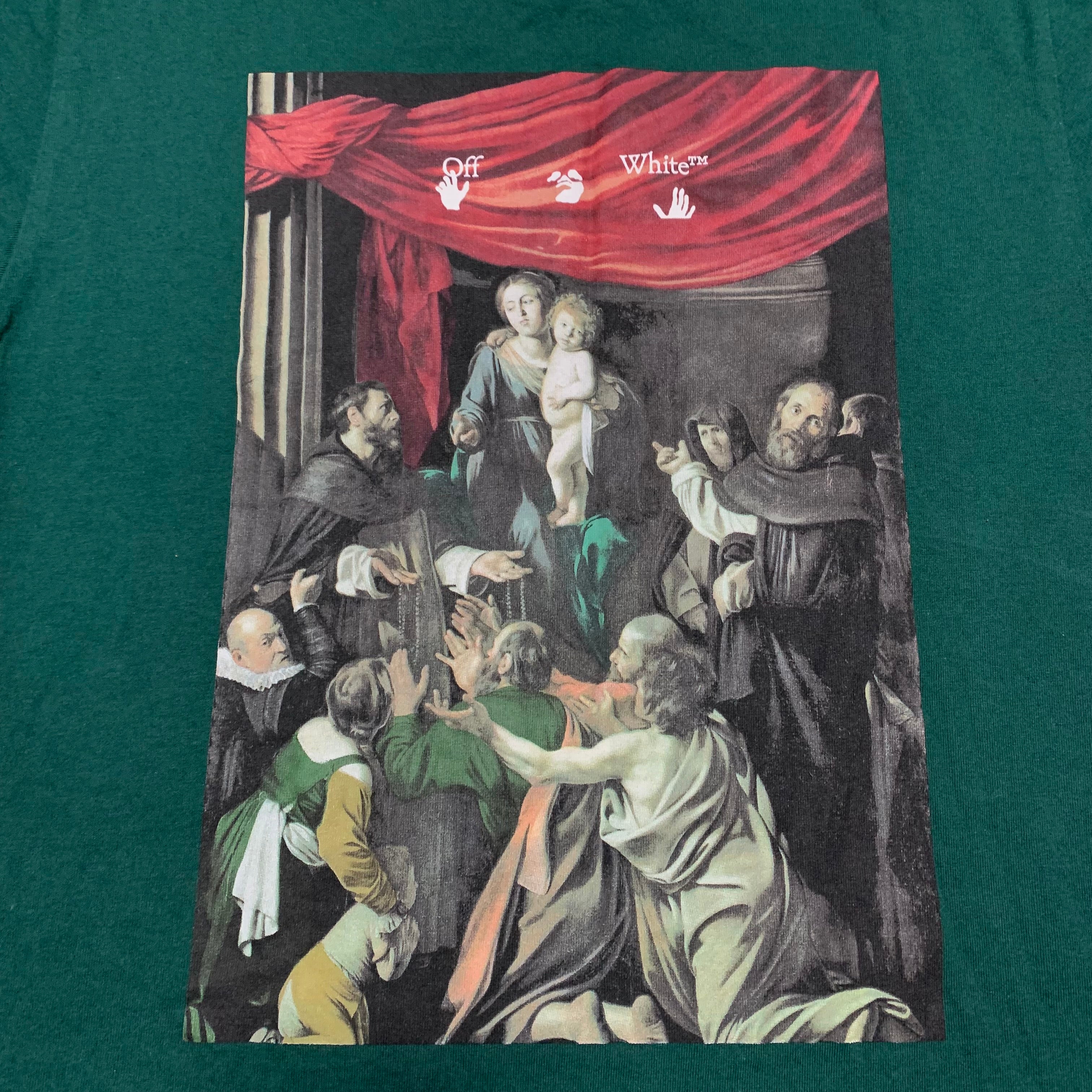 Off White Small Caravaggio Graphic Green Tee Virgil Abloh