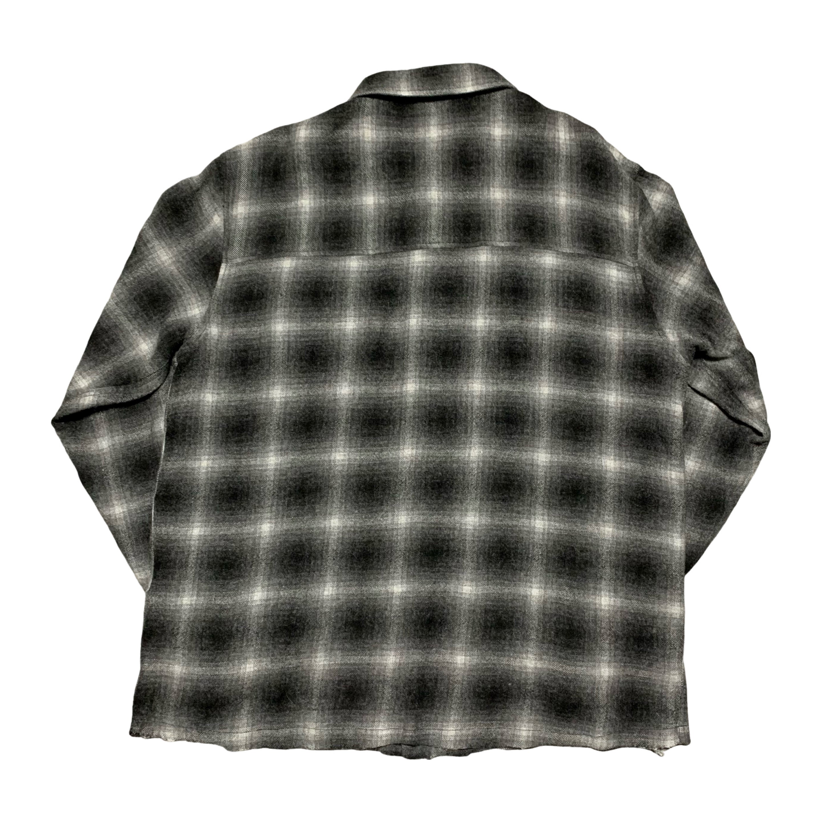 Represent Medium Flannel Shirt Distressed Black Grey Top