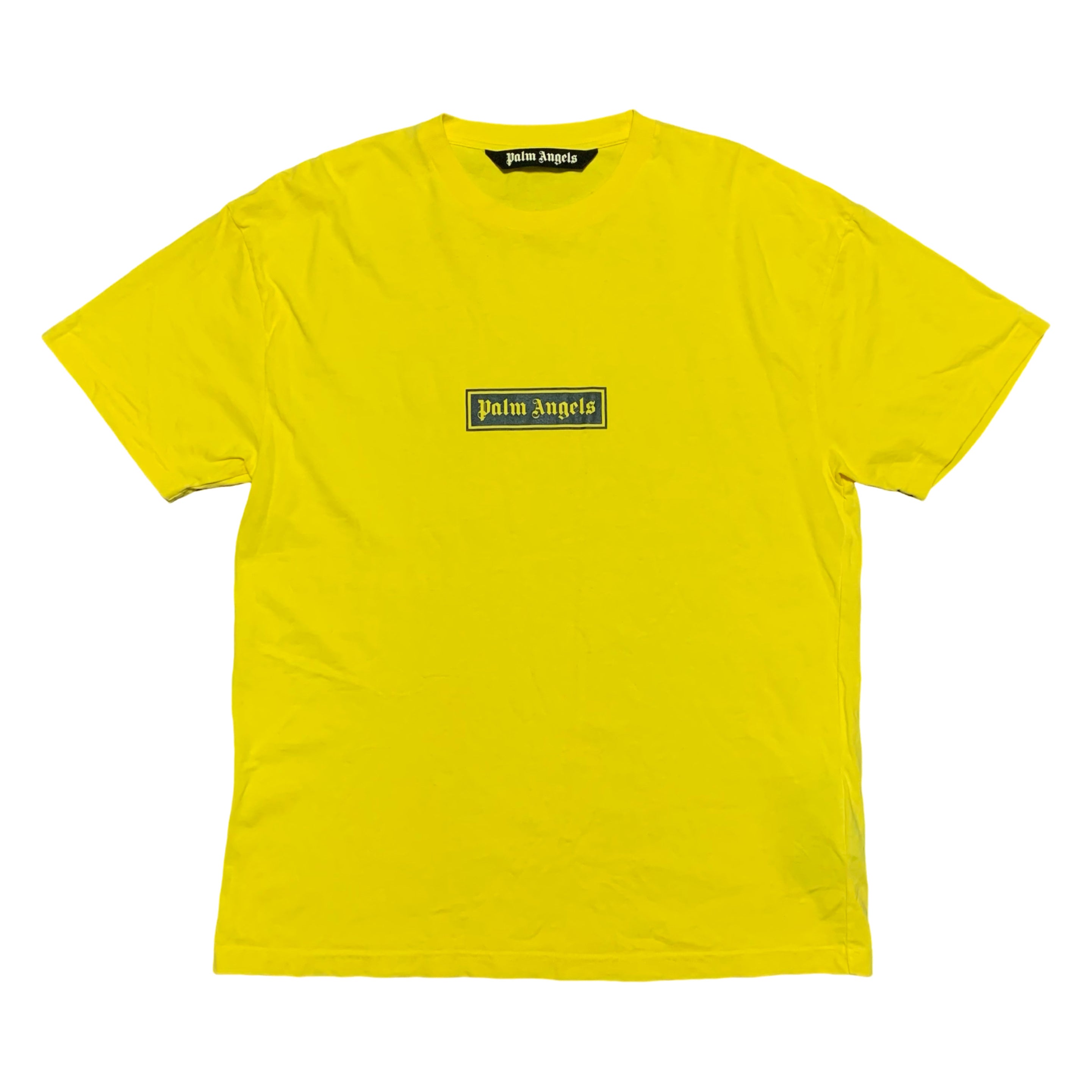 Palm Angels Large Box Logo Graphic Yellow Tee