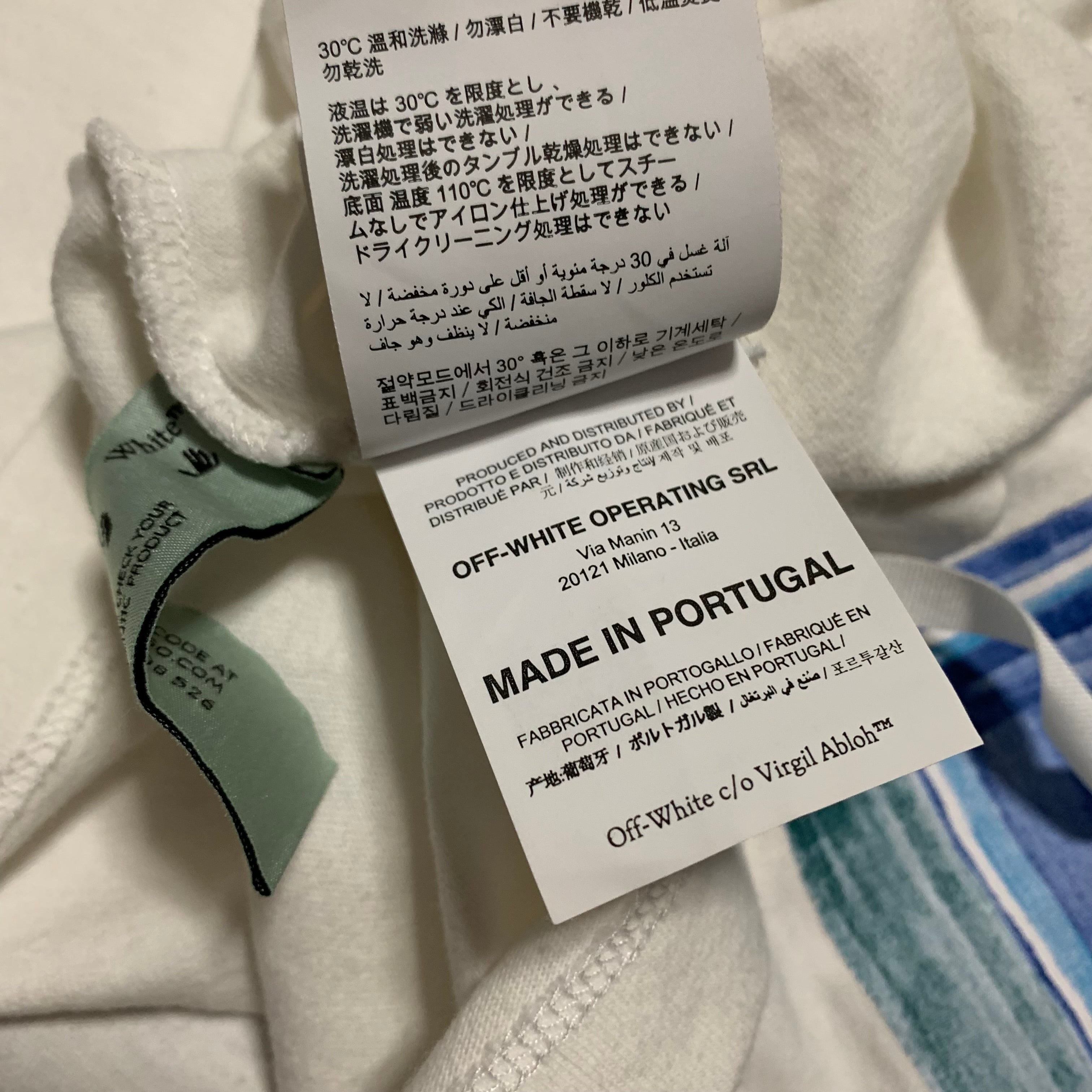 Off White Large Marker Arrows White Tee Virgil Abloh Blue Graphic