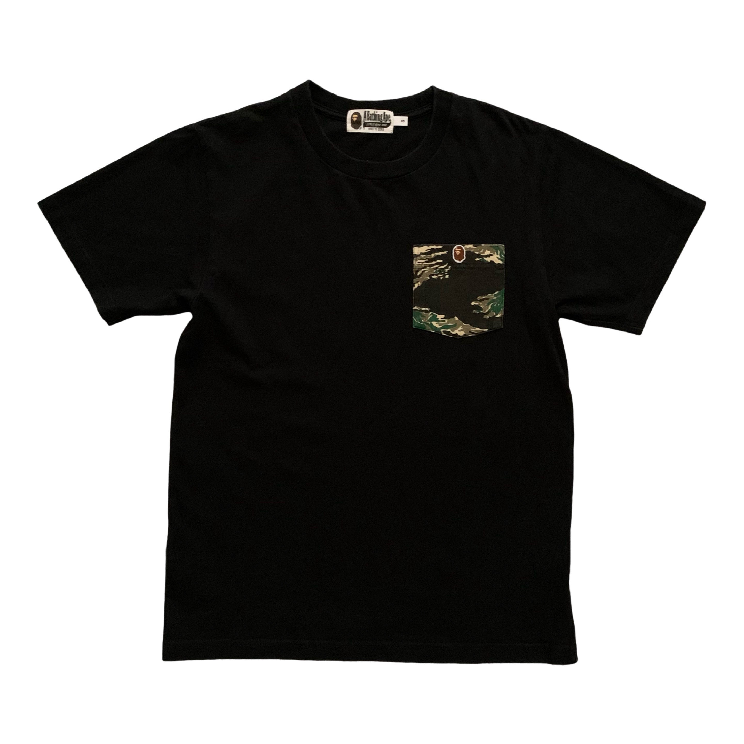 Bape Small Black Pocket Tee Tiger Camo A Bathing Ape