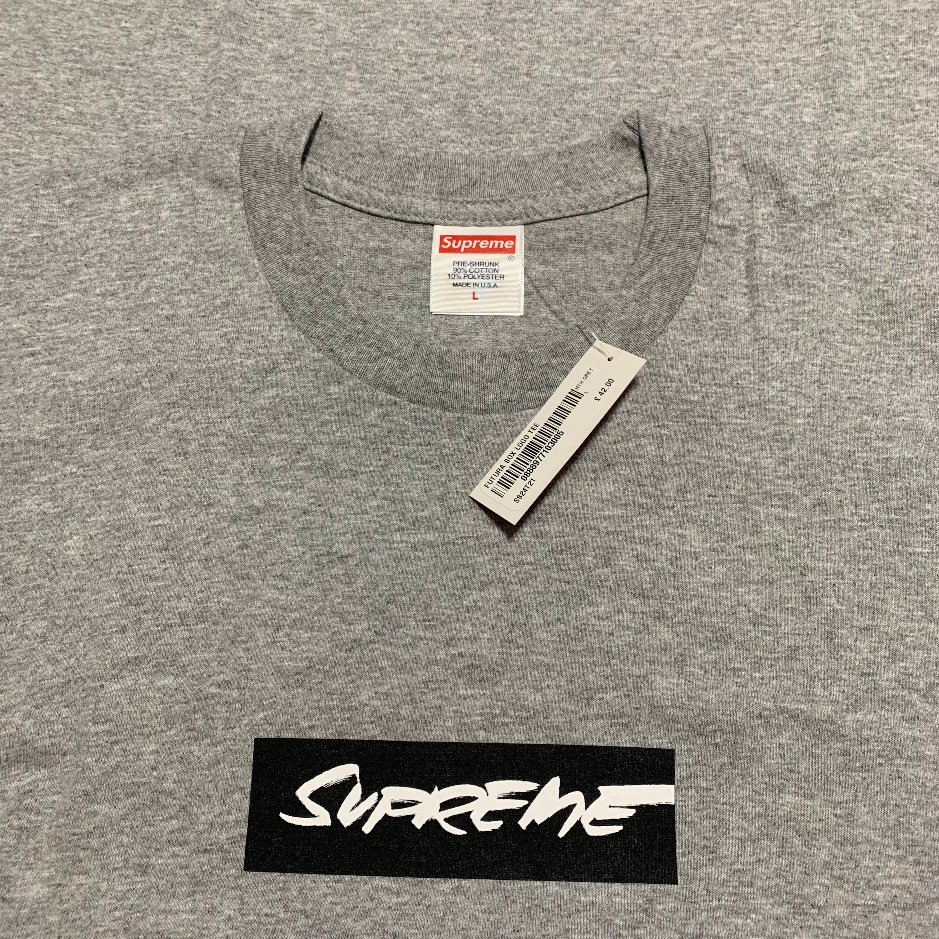 Supreme Large Futura Box Logo Grey Tee 2024