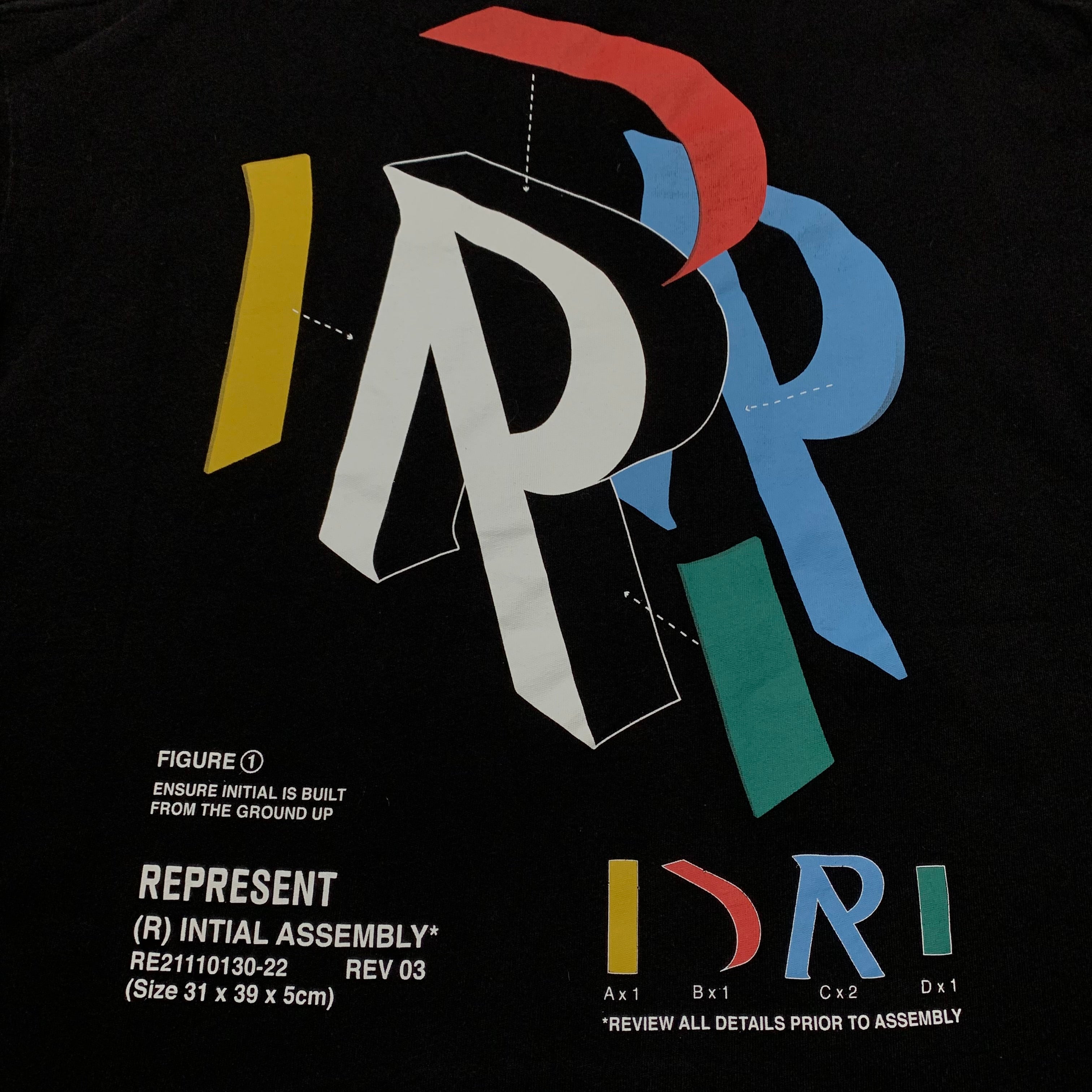Represent Medium Initial Assembly Jet Black Tee