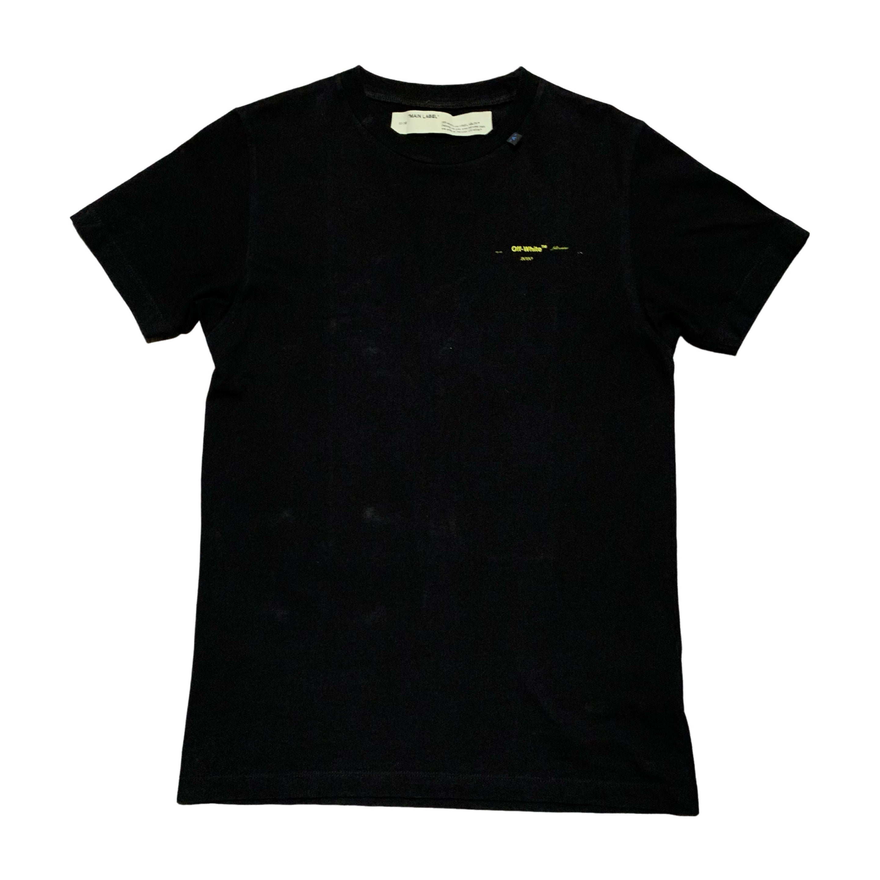 Off White XS Yellow Acrylic Arrows Black Tee Virgil Abloh