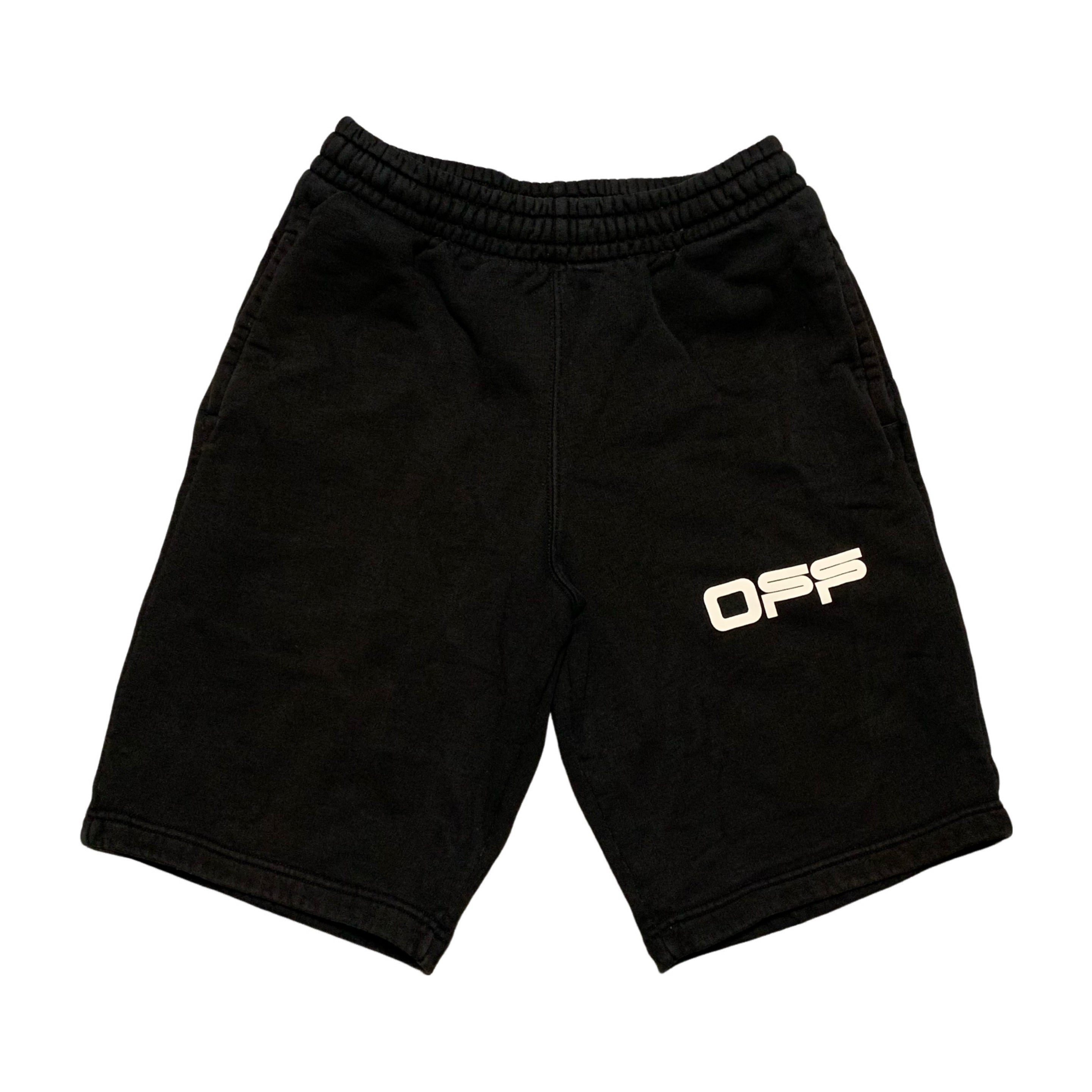 Off White Medium Shorts Airport Diag Black Joggers Bottoms Virgil Abloh
