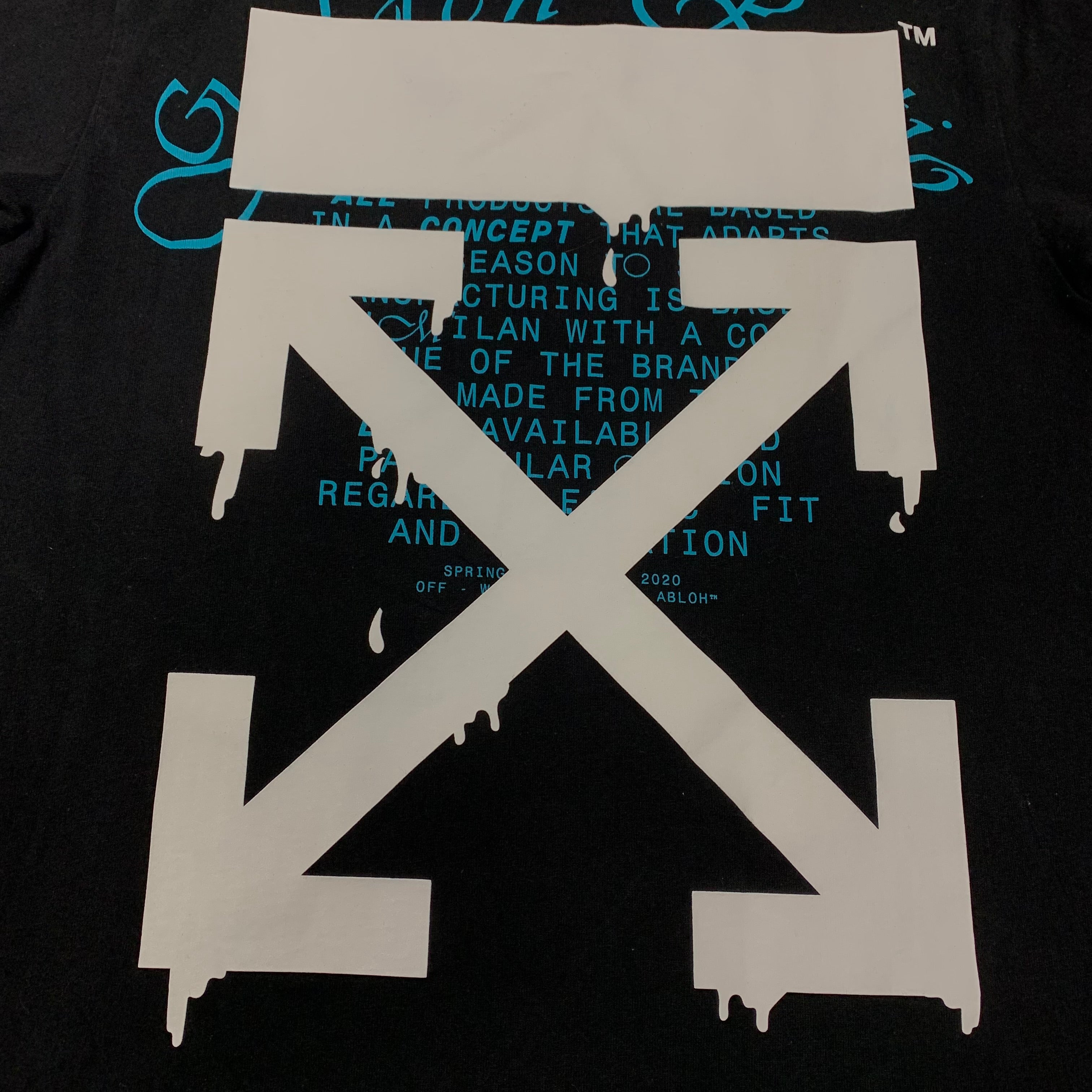 Off White XS Tee Dripping Arrows Black T-Shirt Virgil Abloh