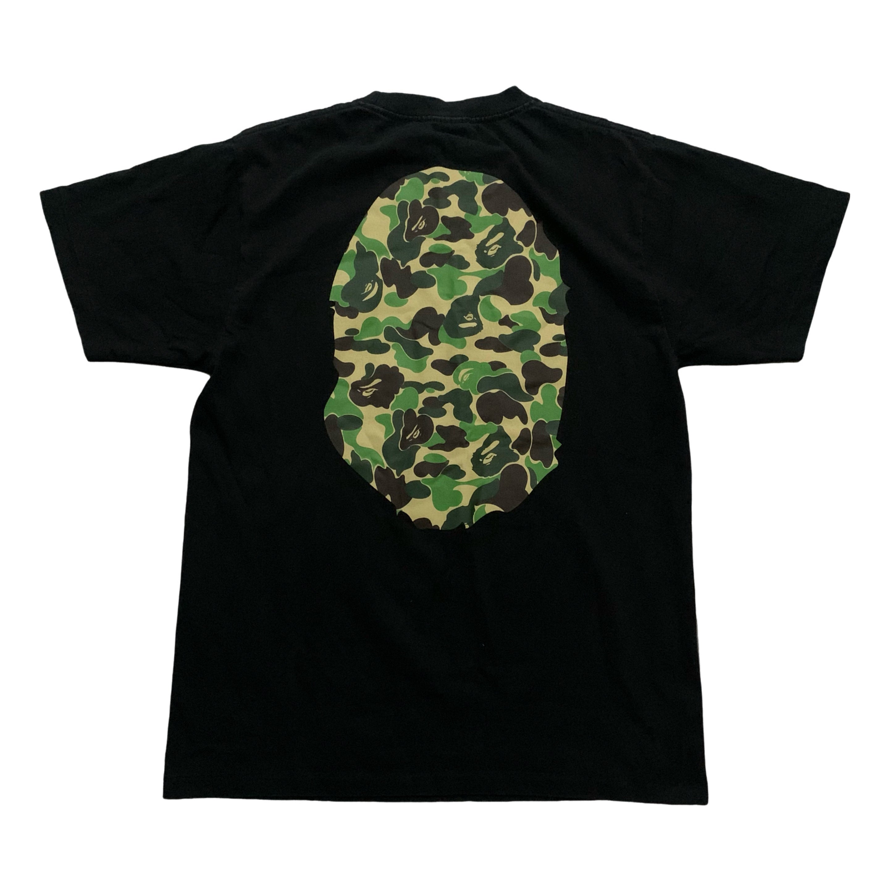 Bape Medium Big Ape Head Green ABC Camo Black Tee