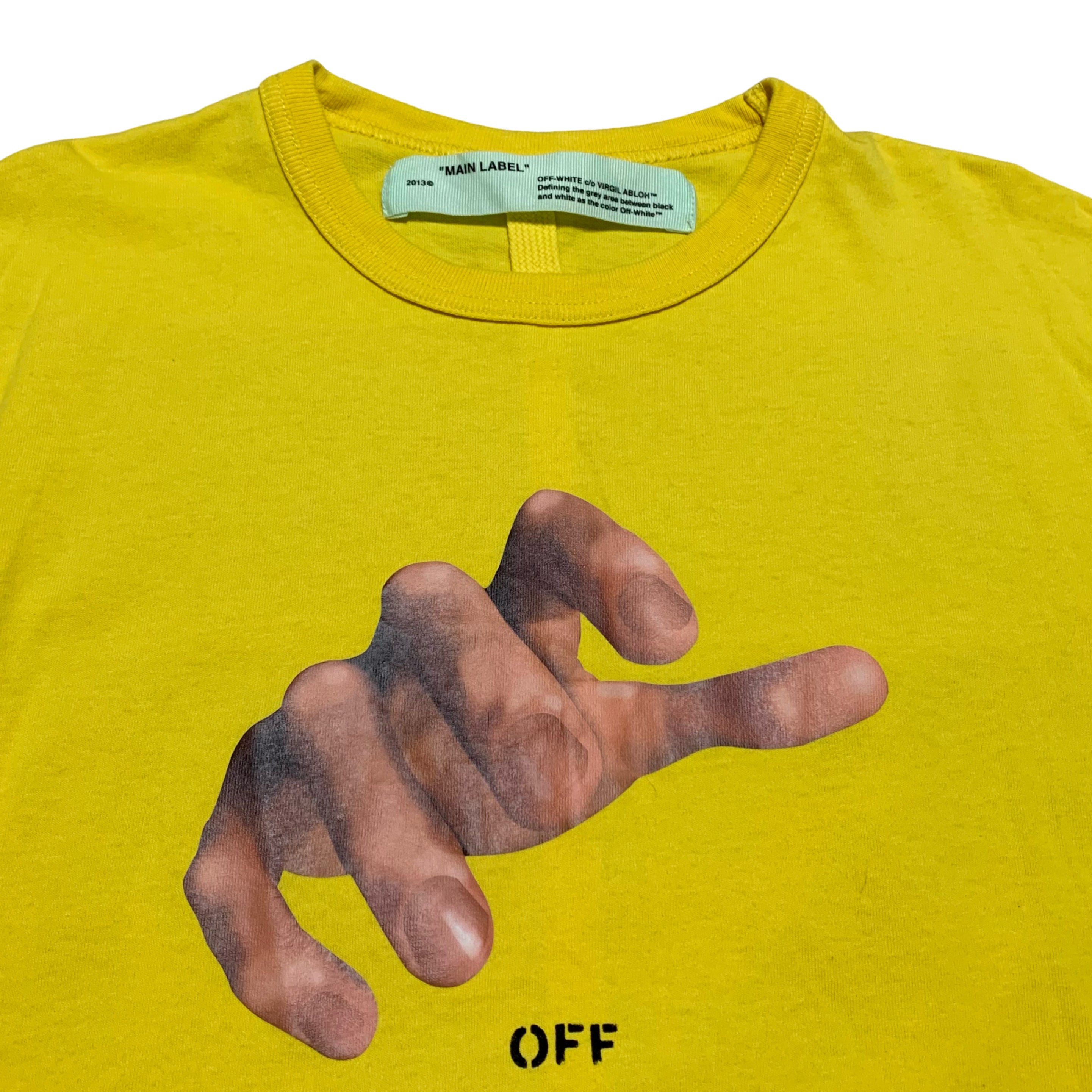 Off White XS Hand Arrows Yellow Long Sleeve Top Virgil Abloh