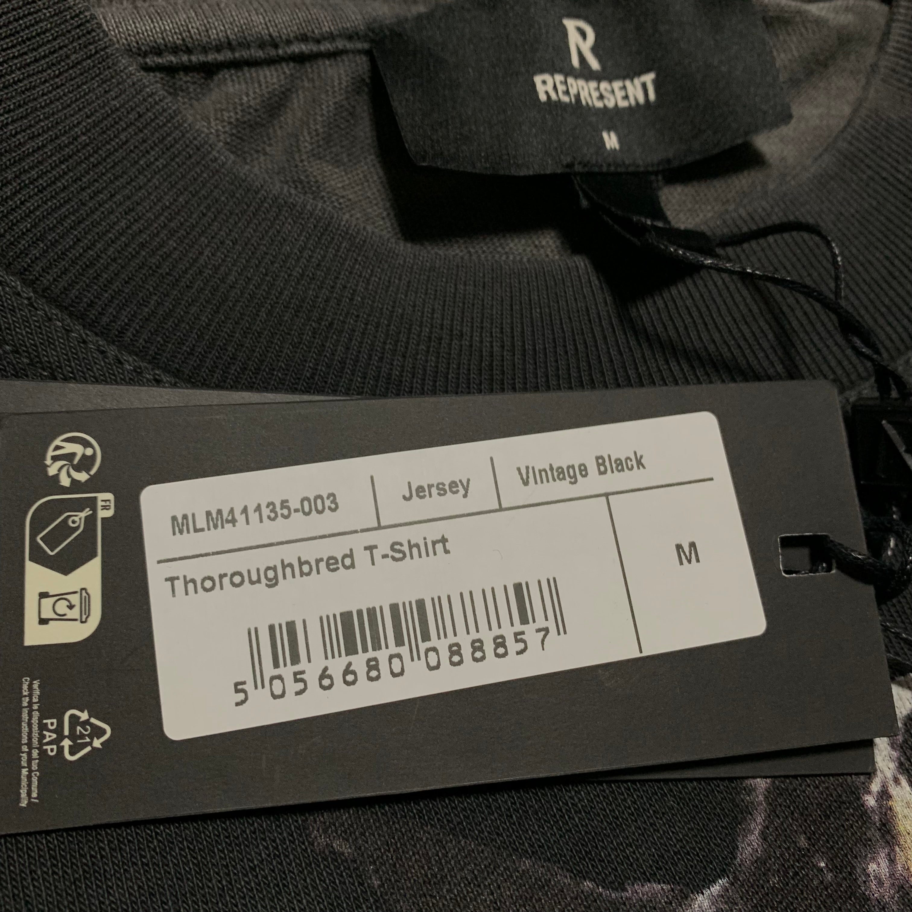 Represent Medium Thoroughbred Dog Vintage Black Tee