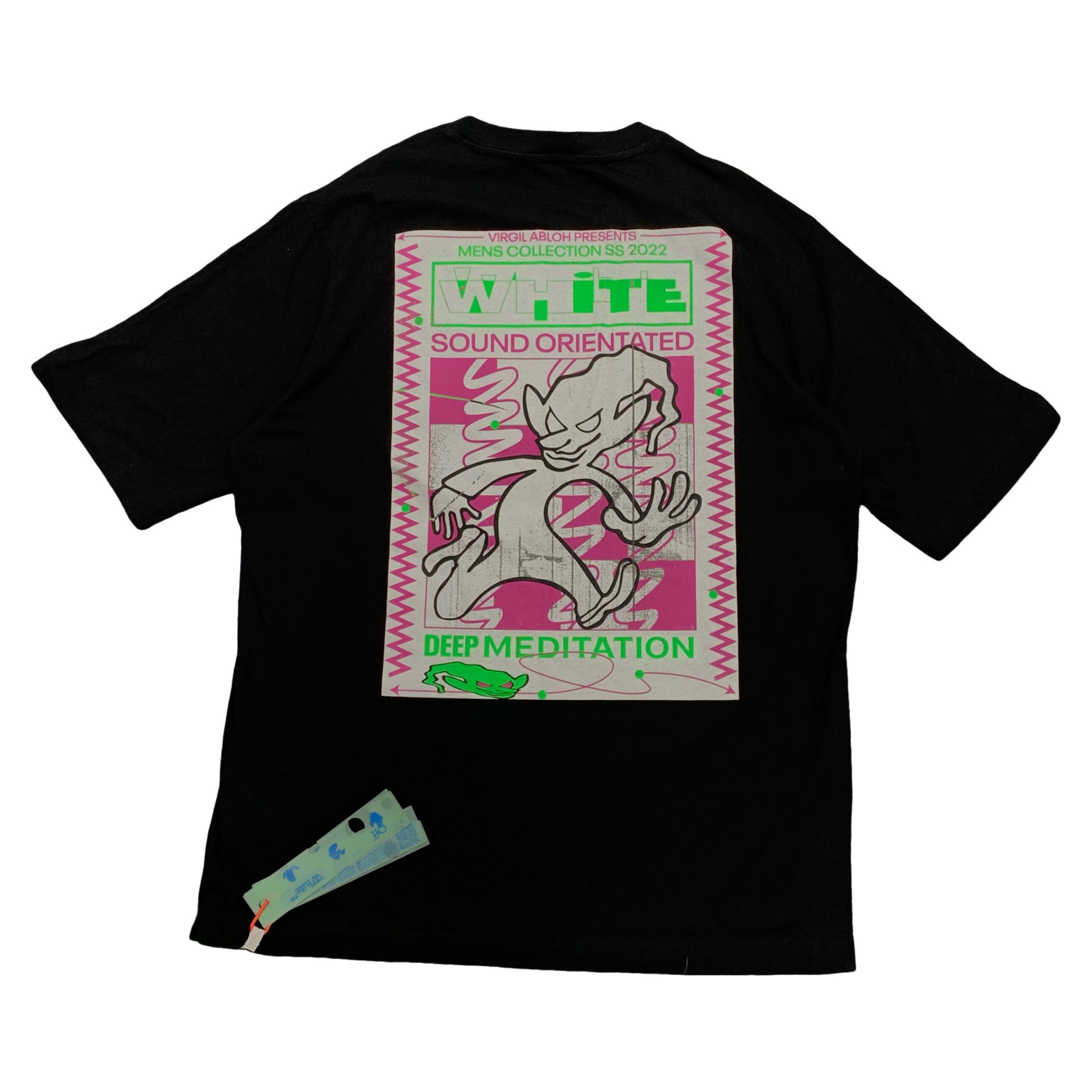 Off White Large Tee Rave Flyer Skate Black T-Shirt Virgil Abloh