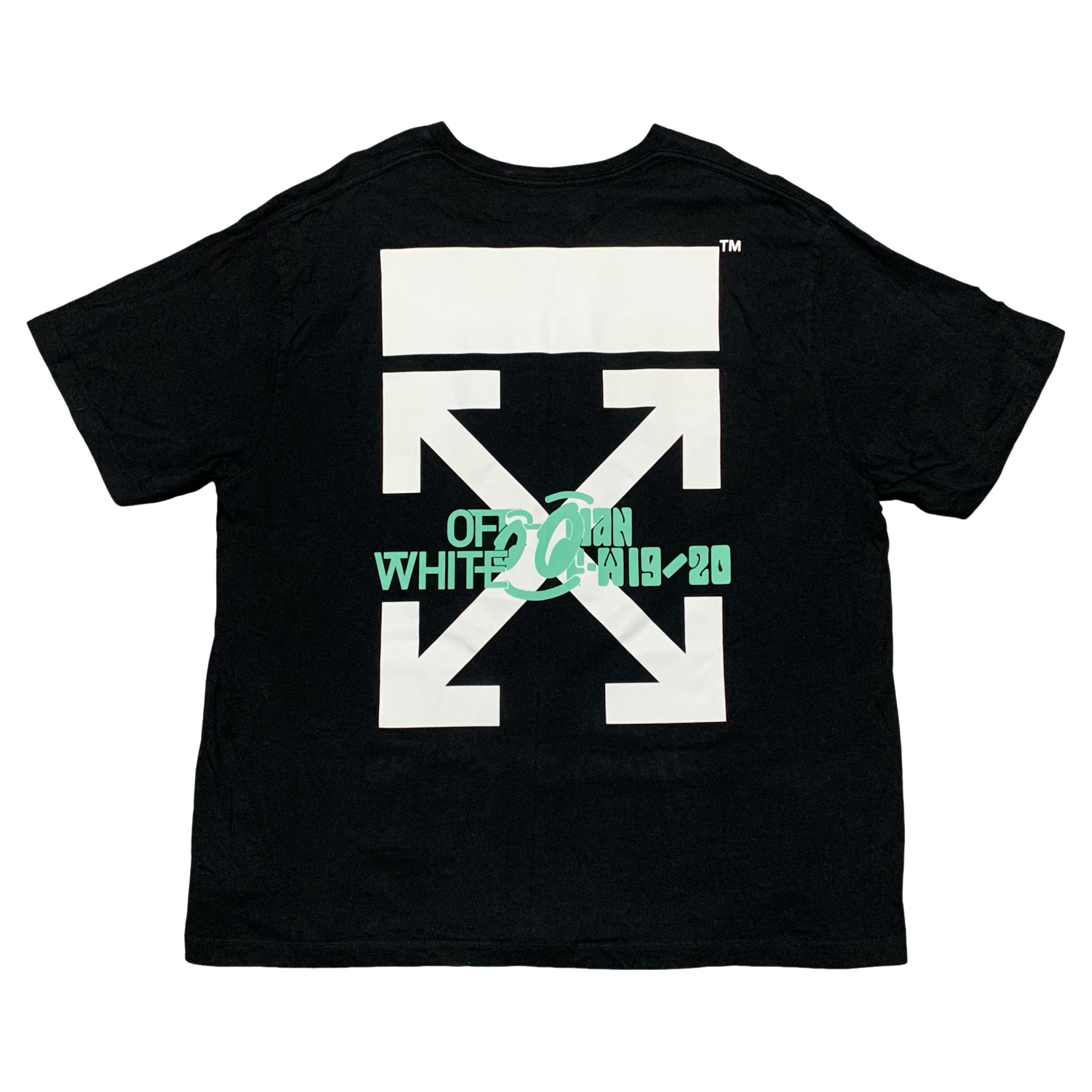 Off White XL Waterfall Arrows Black Tee Virgil Abloh