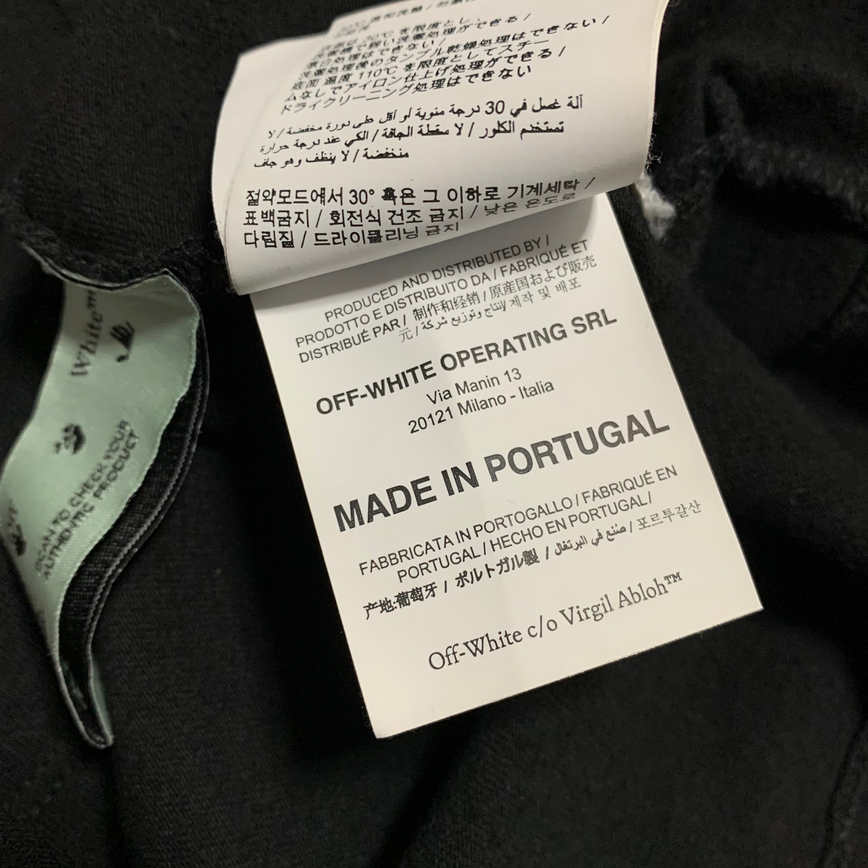 Off White XS Tee Pivot Fish Arrows Black T-Shirt Virgil Abloh