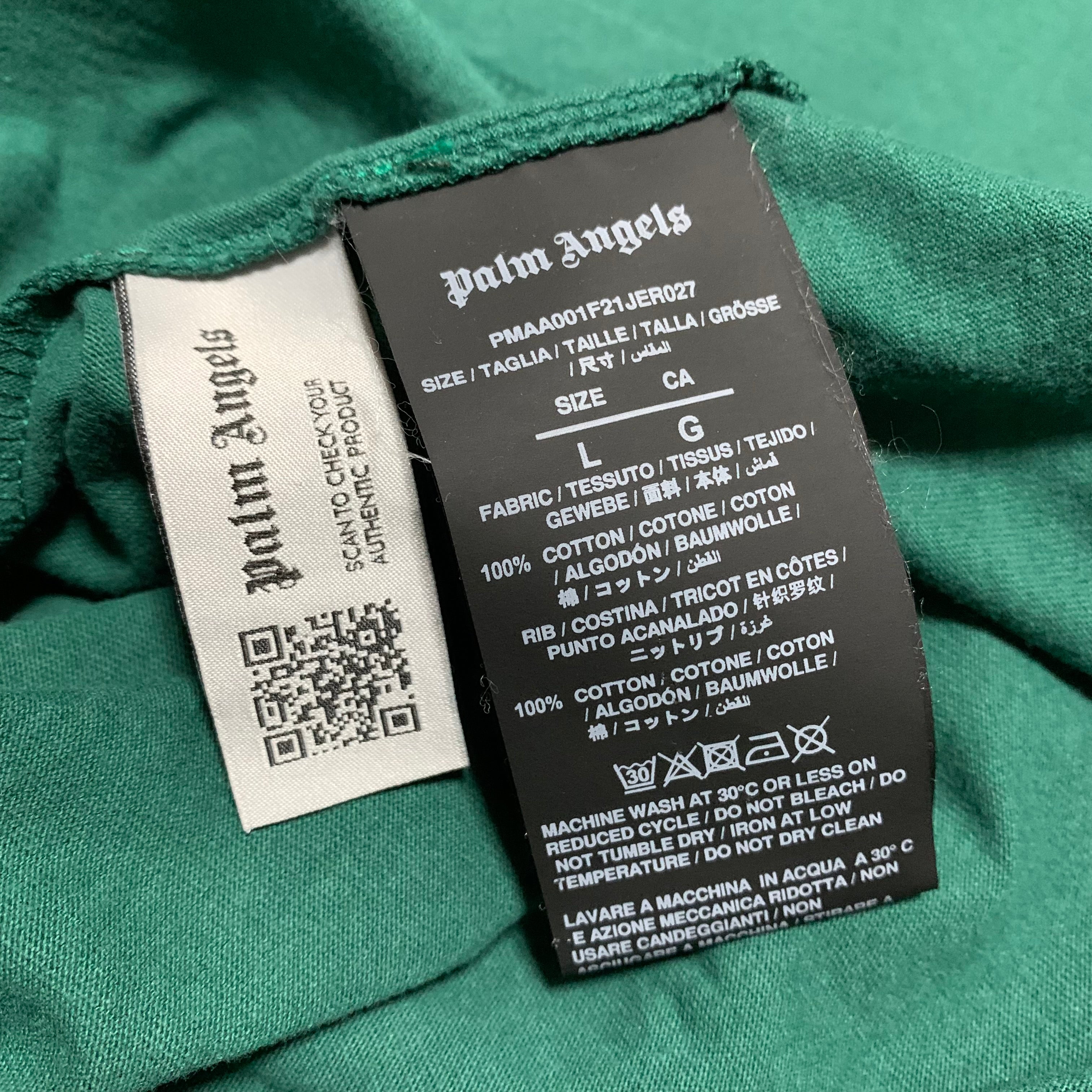 Palm Angels Large Classic Bear Sprayed Star Green Tee