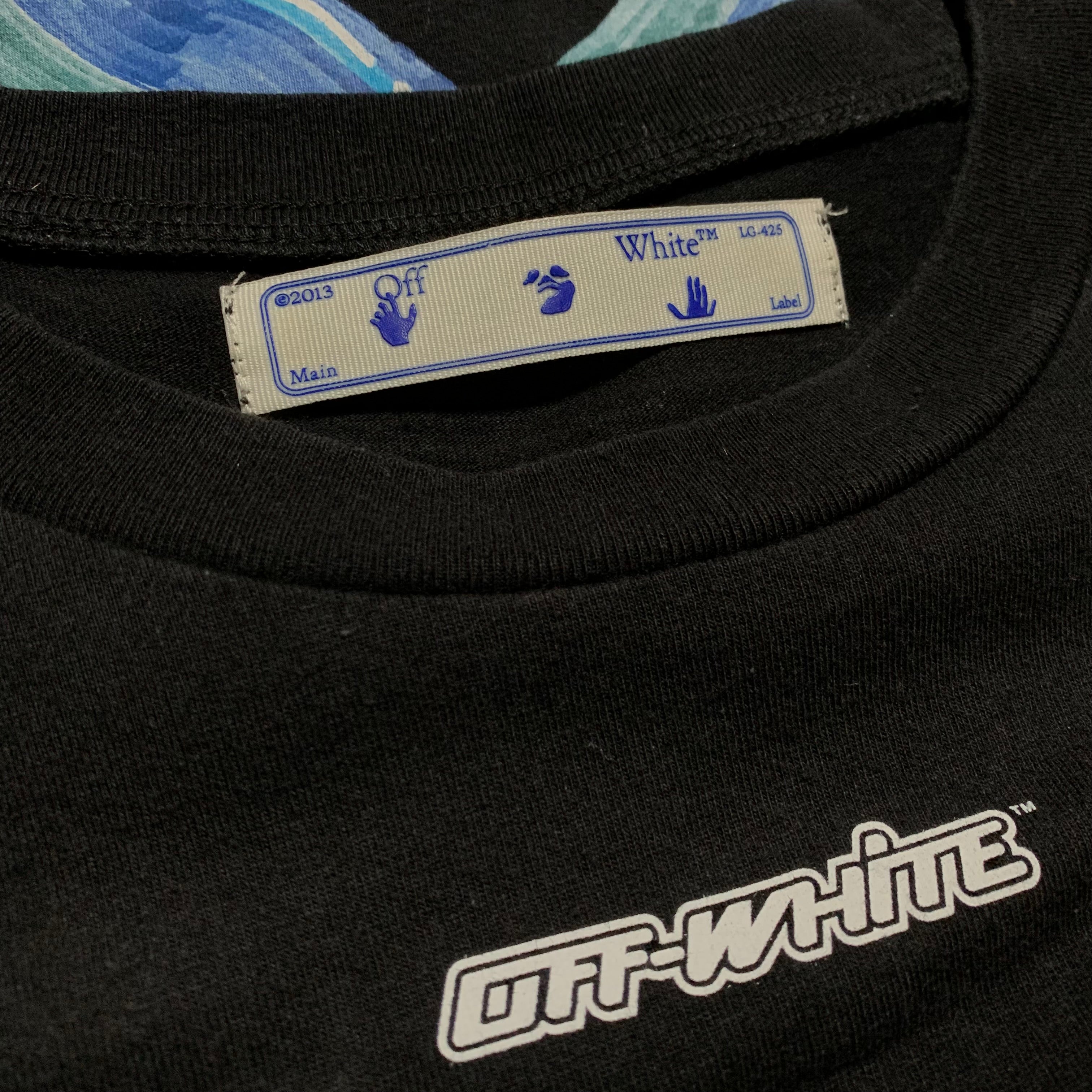 Off White Large Marker Arrows Black Tee Virgil Abloh Blue Graphic