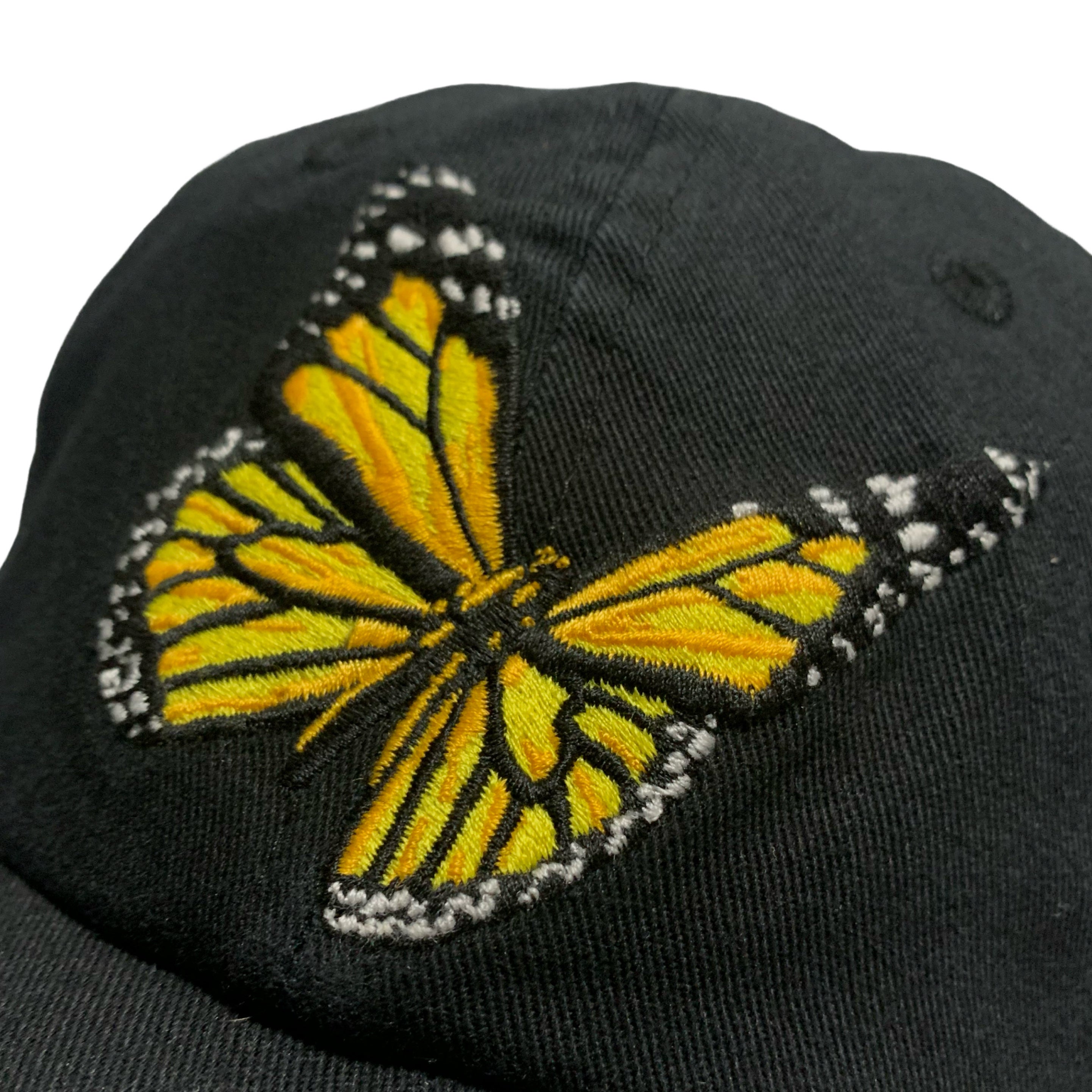 Palm Angels Cap Butterfly Embroidery Black Baseball Cap Hat