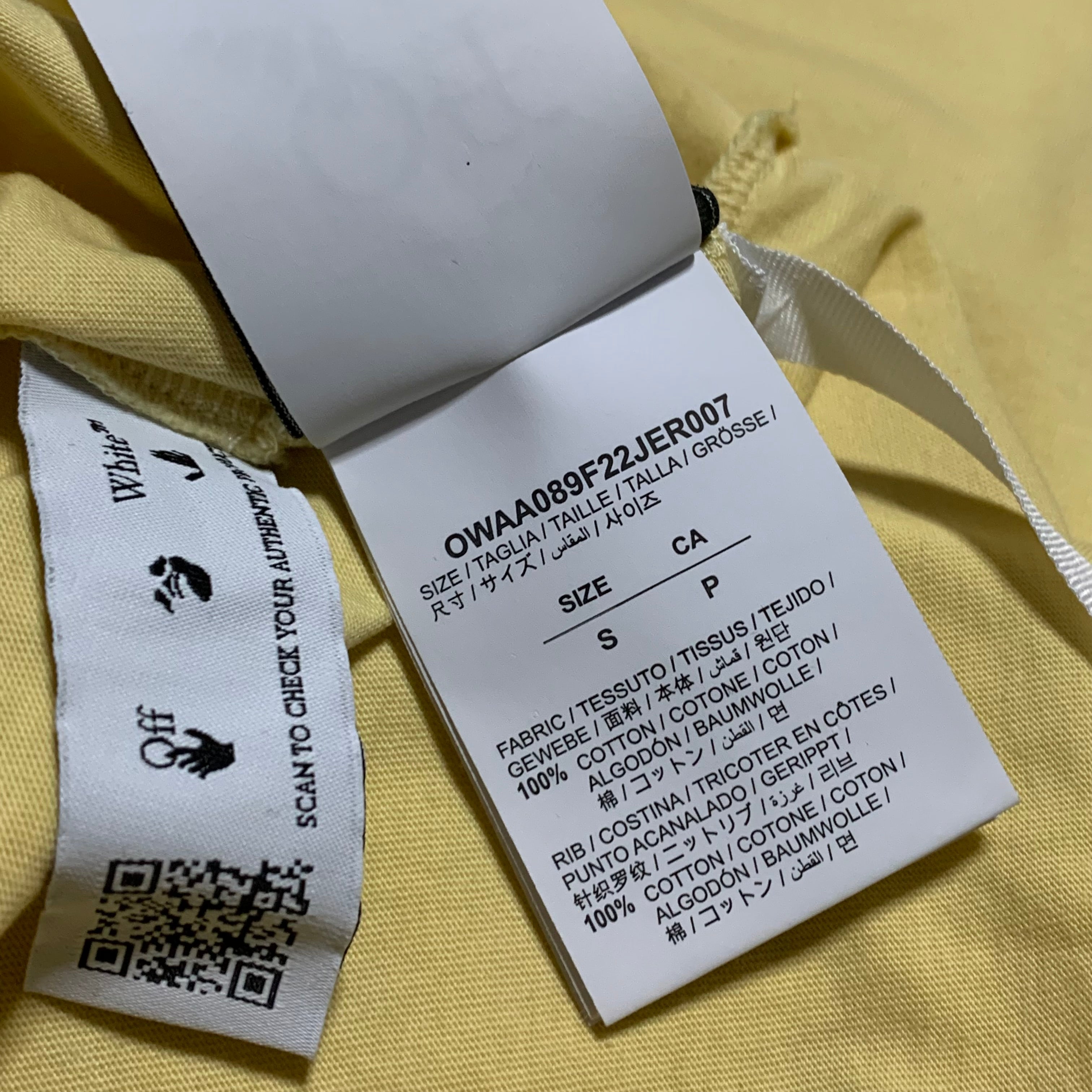 Off White Small Sprayed Off Yellow Tee Virgil Abloh
