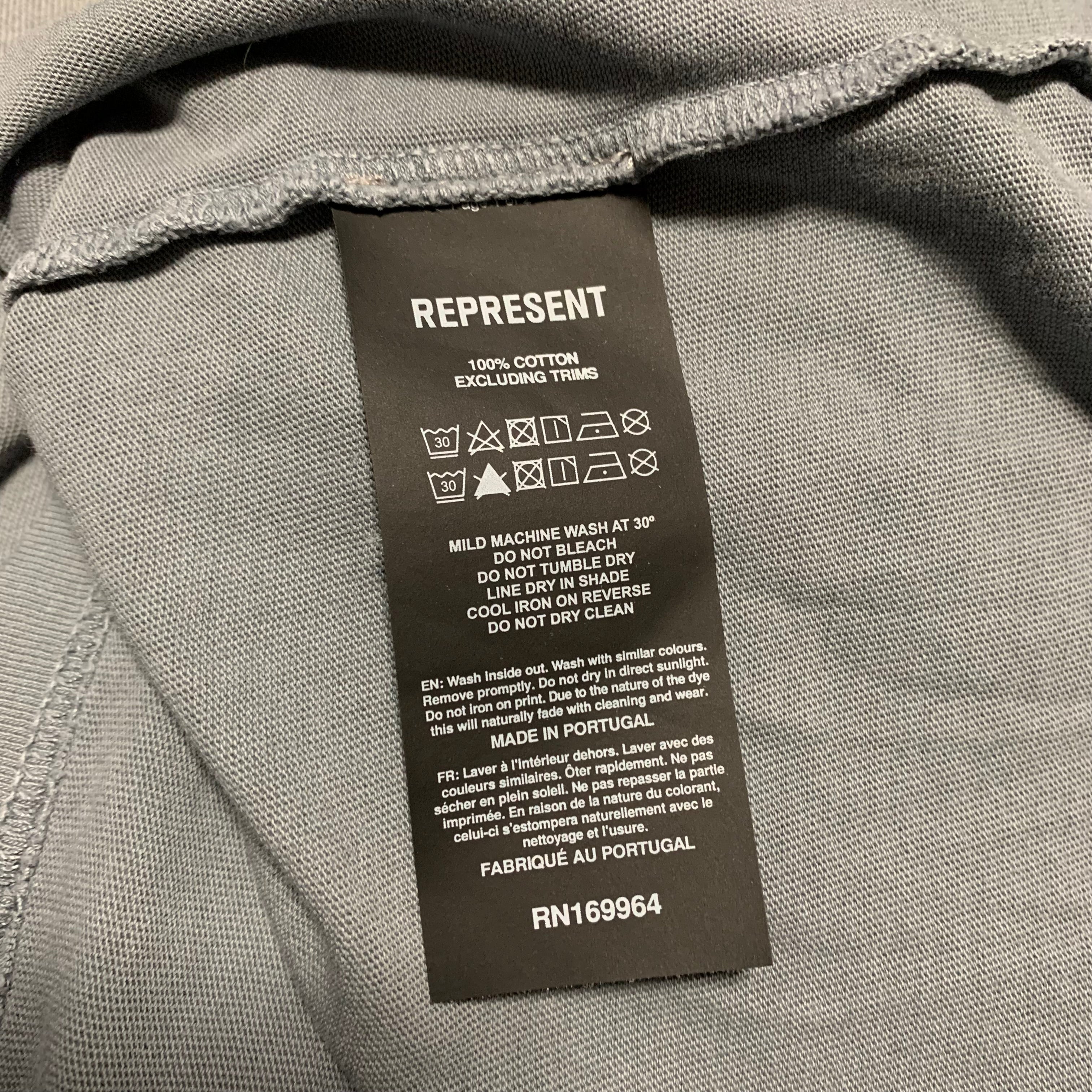 Represent Medium Patron Of The Club Washed Grey Tee Blue