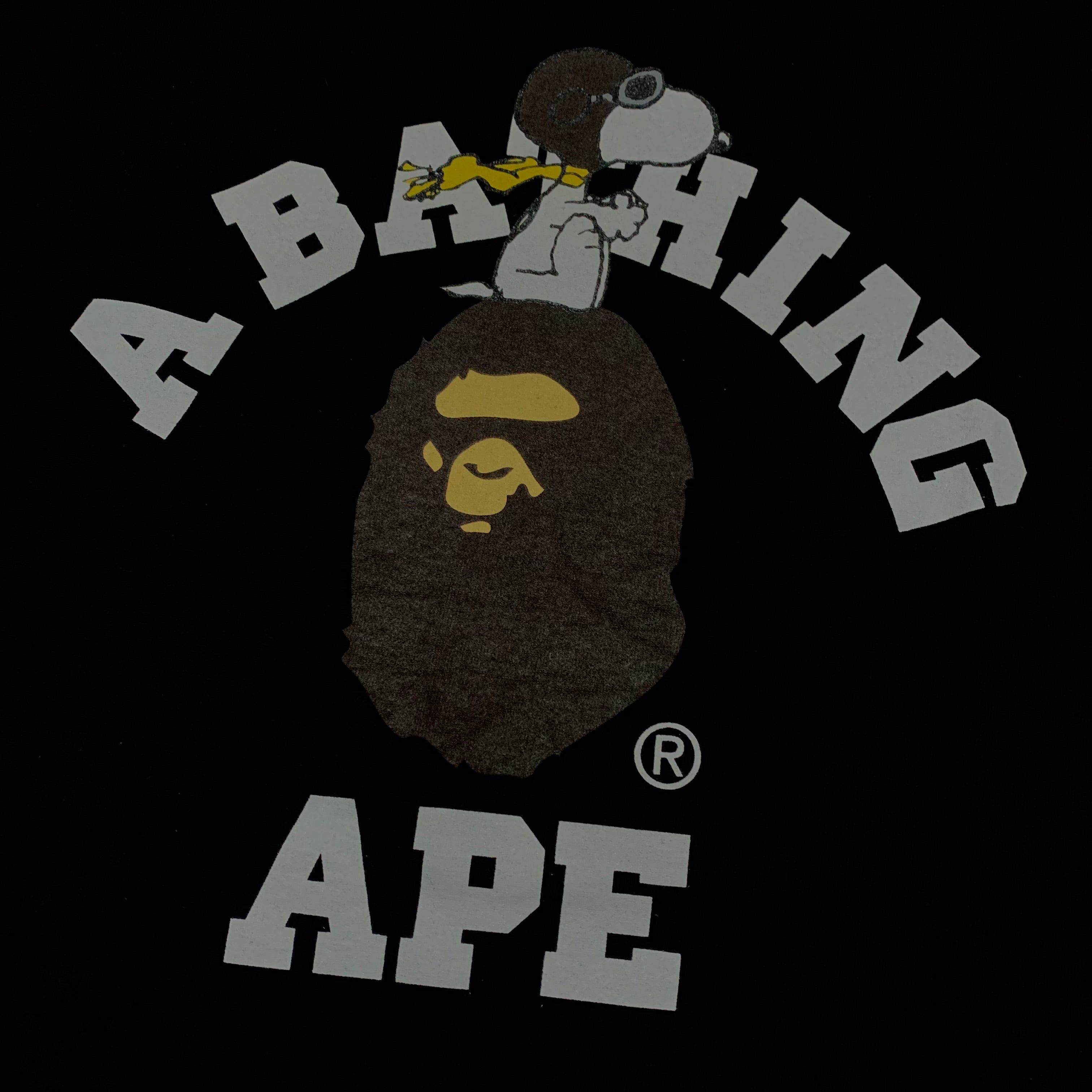 Bape Medium Snoopy Peanut College Black Tee A Bathing Ape