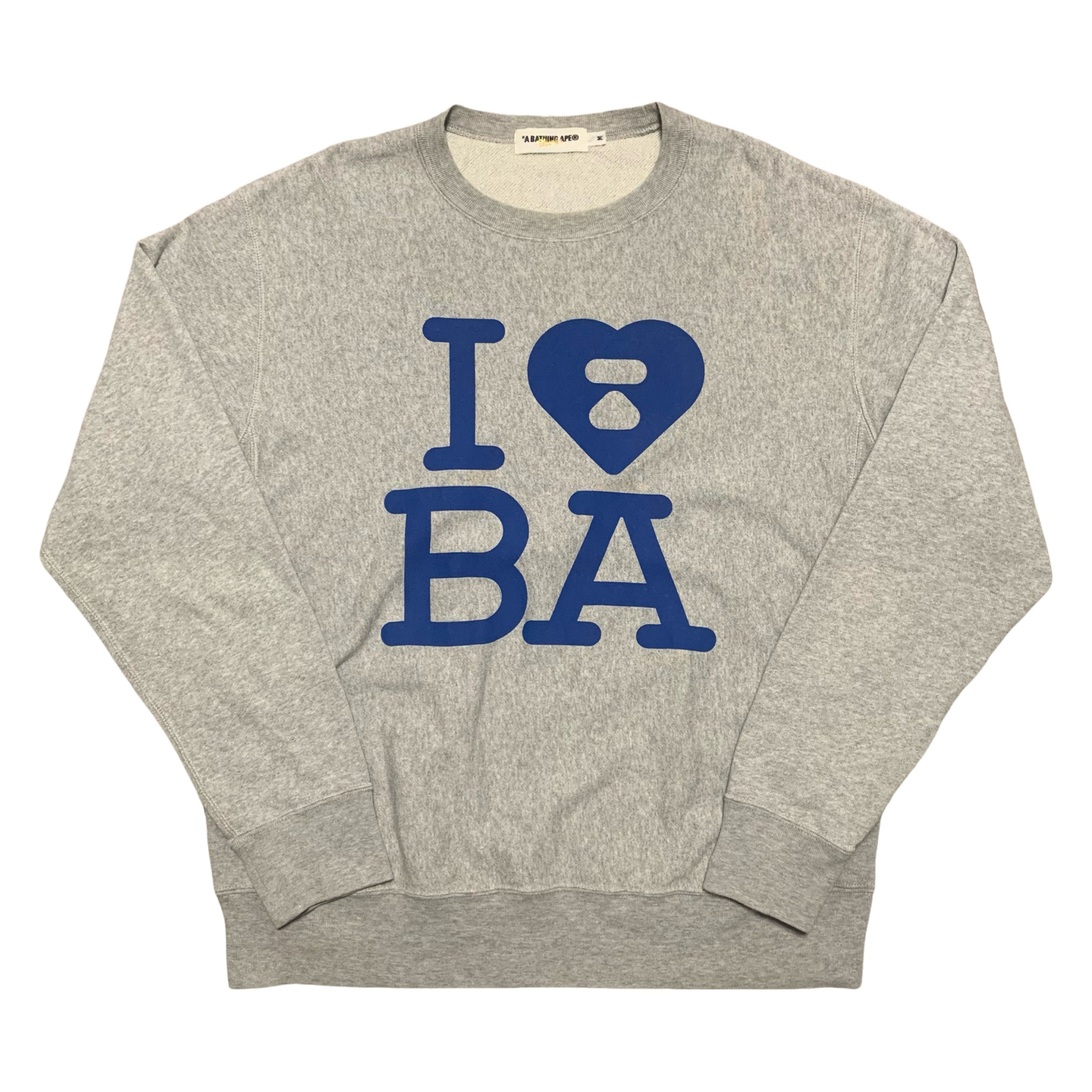 Bape Medium Love Bathing Ape Grey Sweater Sweatshirt Crewneck Vintage