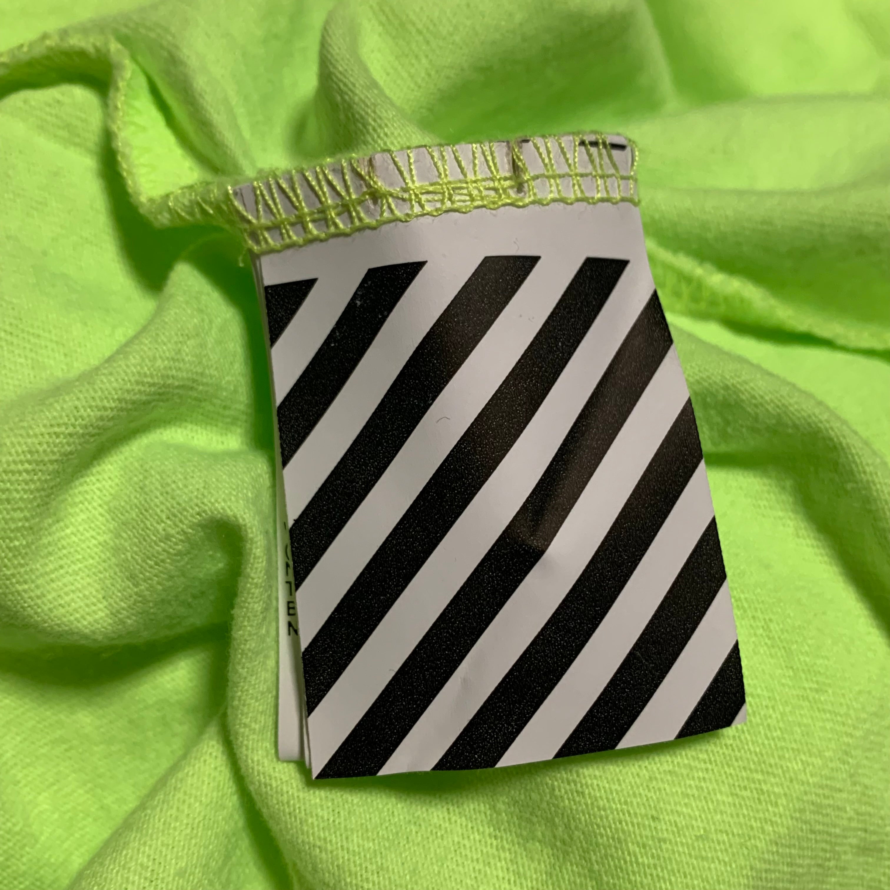 Off White Large Arrows Neon Green Yellow Tee Virgil Abloh