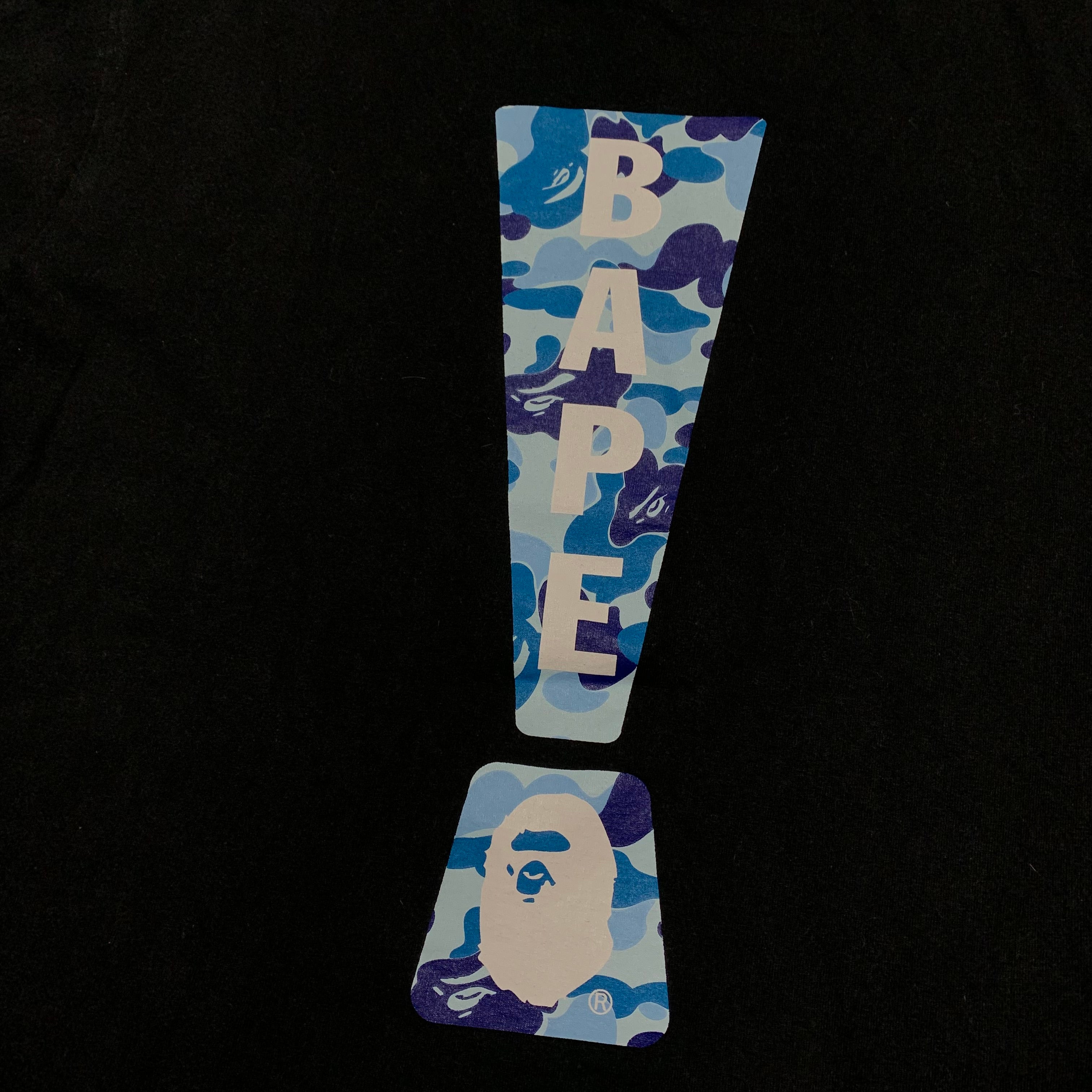 Bape Large Blue ABC Punctuation Black Tee A Bathing Ape