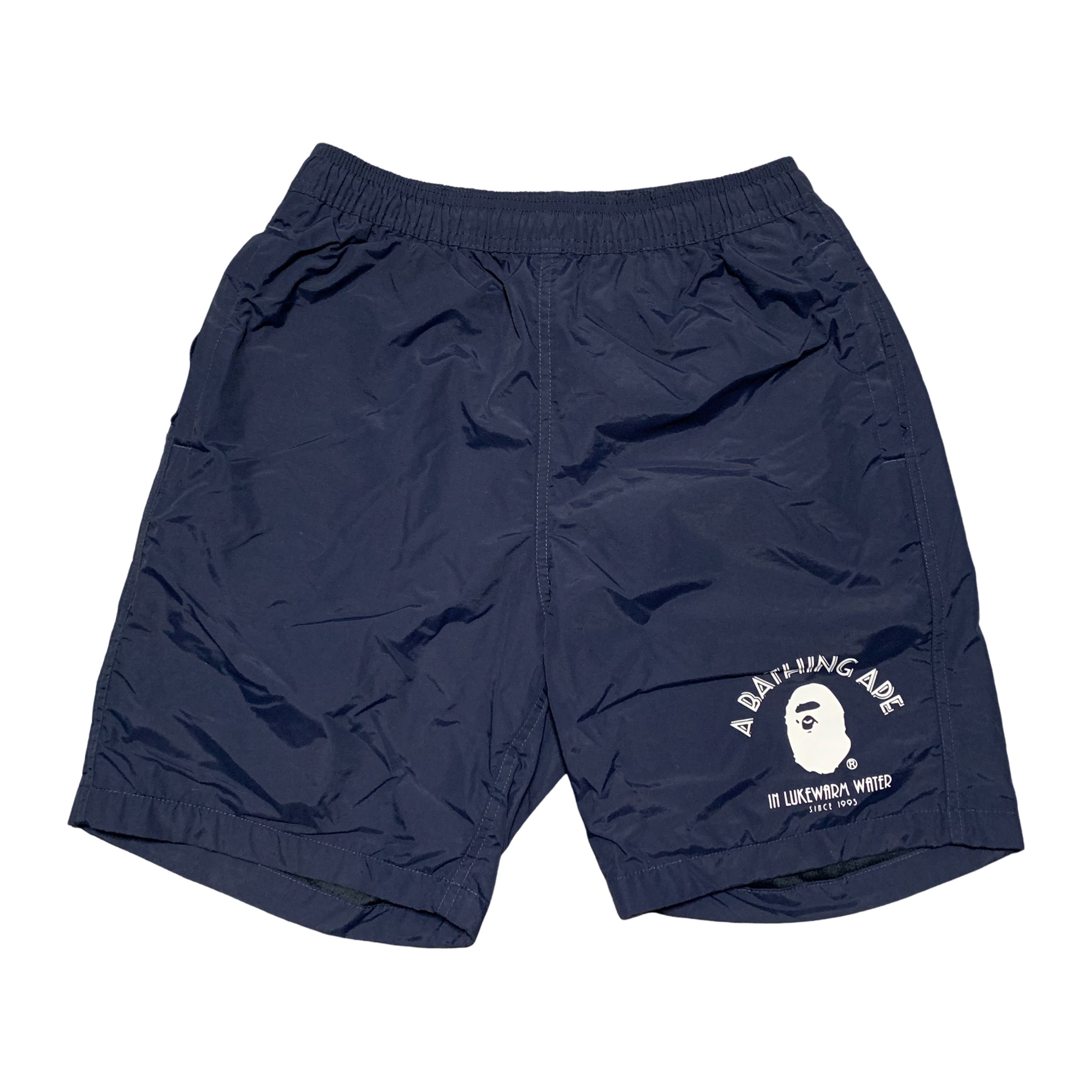 Bape Small Shorts Navy Blue Nylon Beach Shorts A Bathing Ape