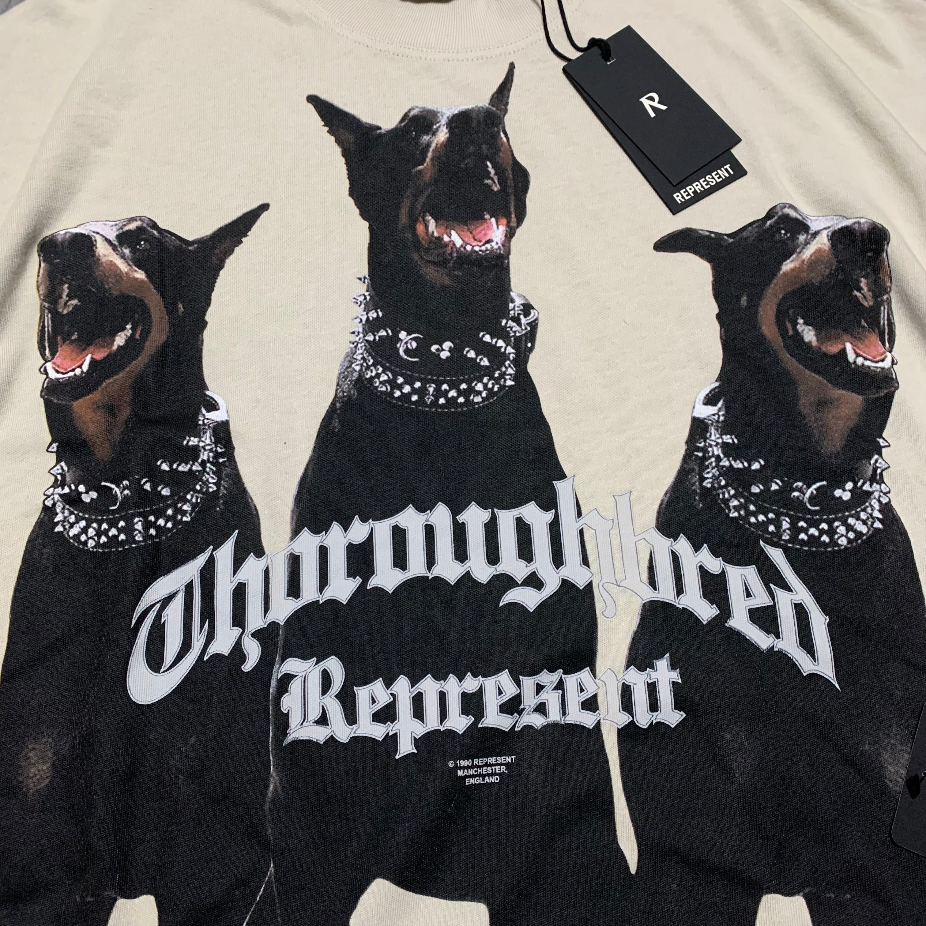 Represent Small Tee Thoroughbred Dog Vintage White T-Shirt