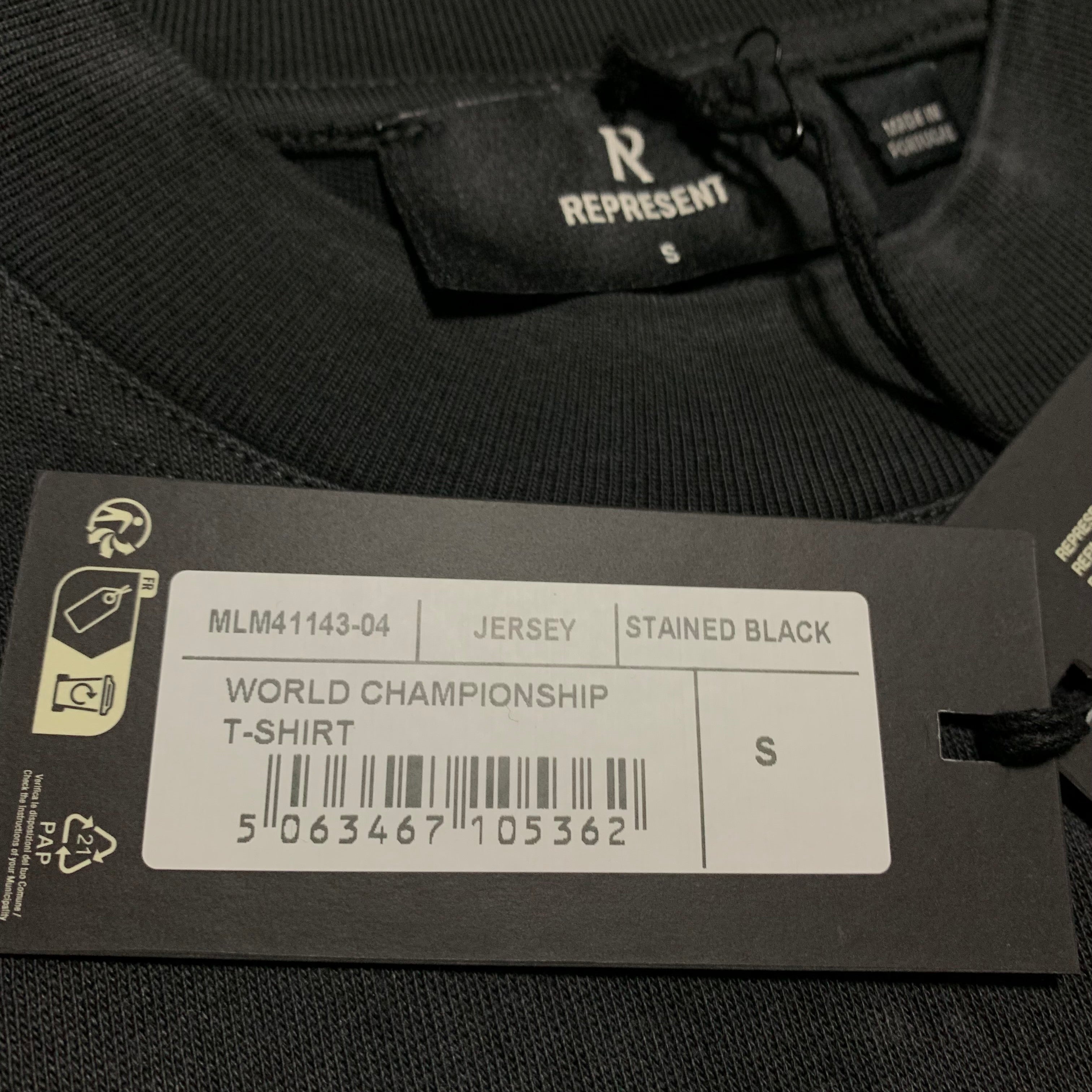 Represent Small World Championship Stained Black Tee