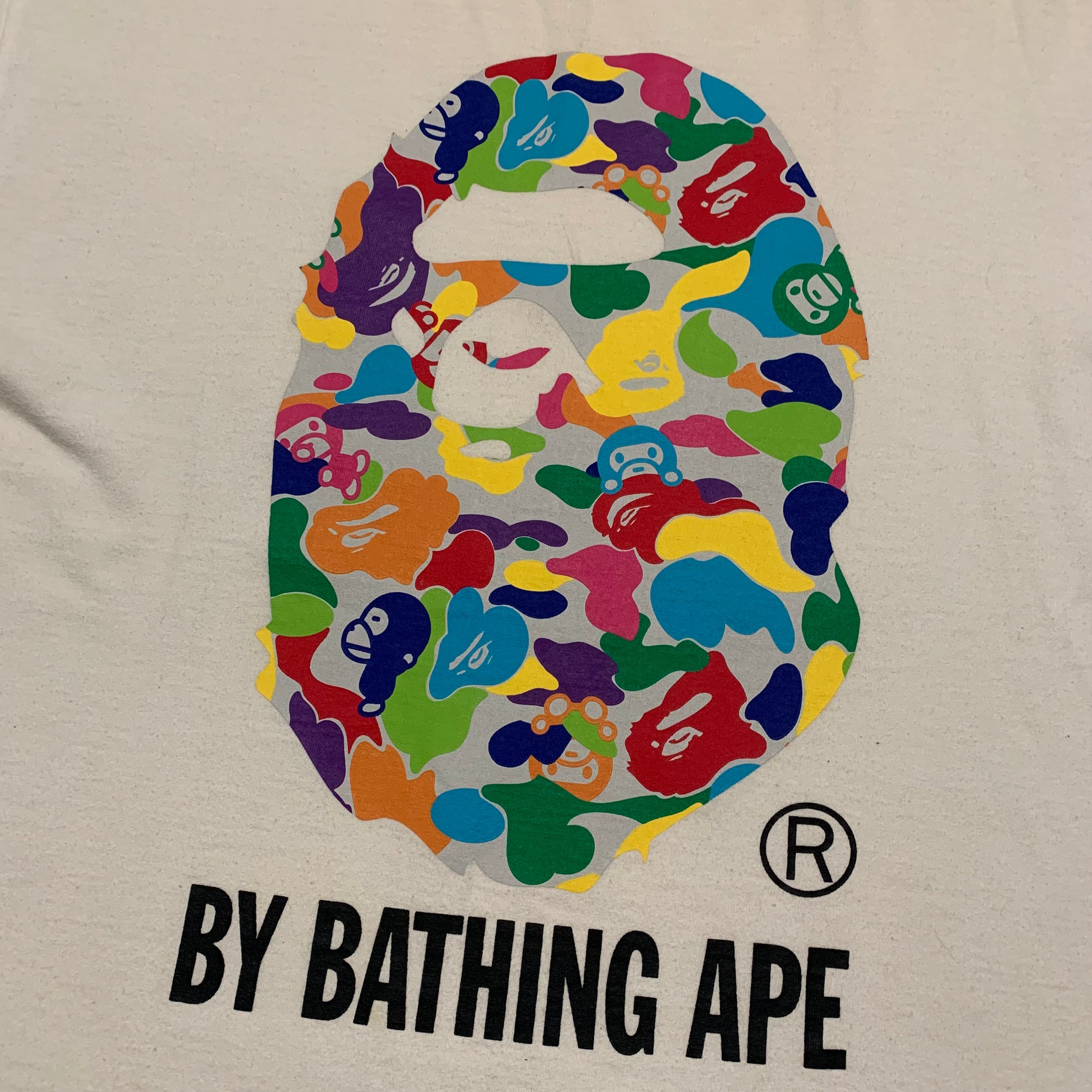 Bape XL Big Ape Head Baby Milo Multi Camo White Tee A Bathing Ape