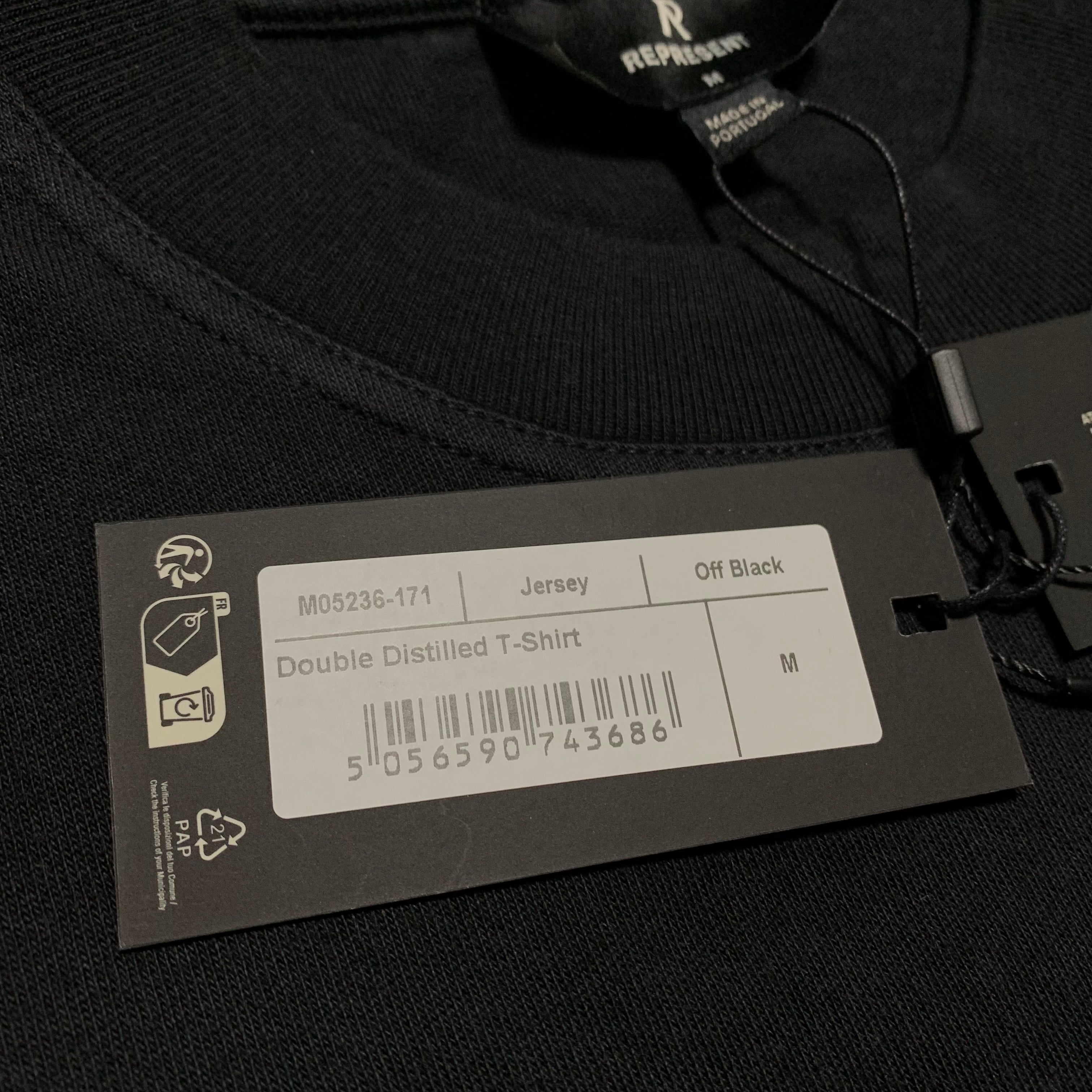 Represent Medium Double Distilled Off Black Tee