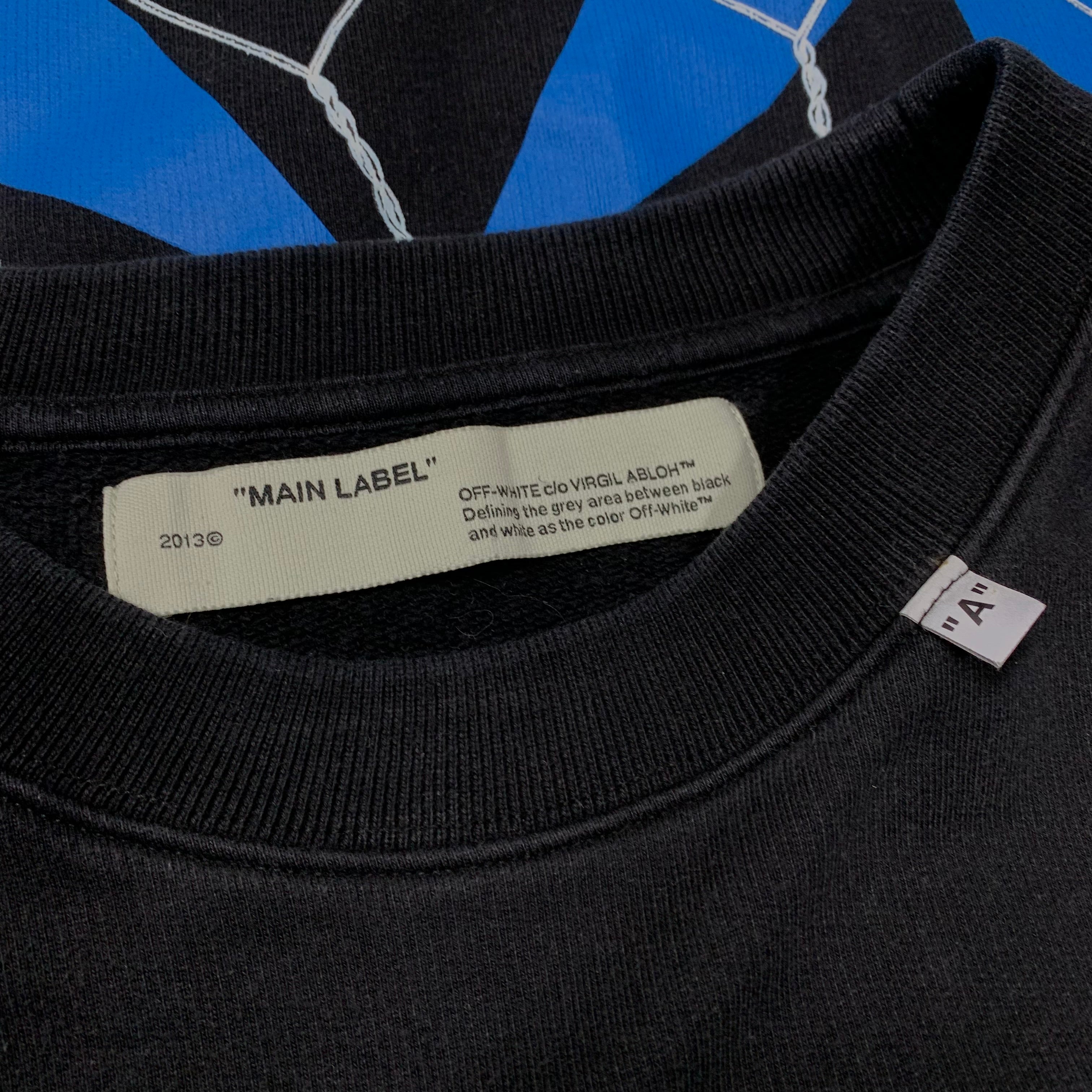 Off White XL Sweatshirt Fence Arrows Black Crewneck Virgil Abloh