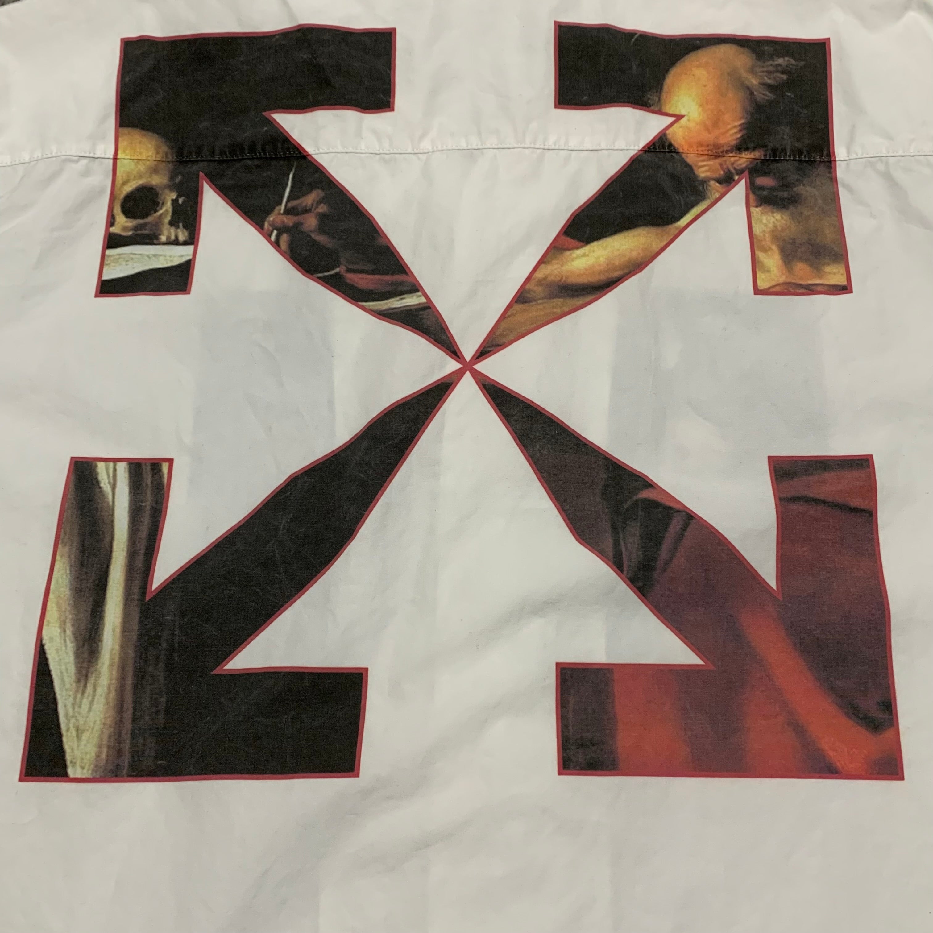 Off White Large Caravaggio Arrows Shirt White Button Short Sleeve Virgil Abloh