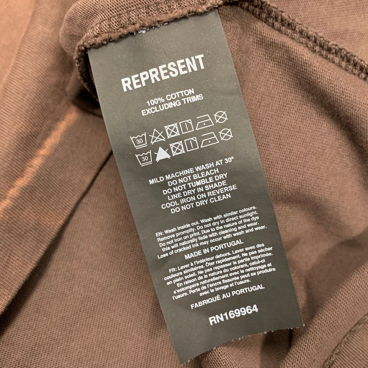 Represent XL Tee Masking Tape Initial Cedar Brown T-Shirt