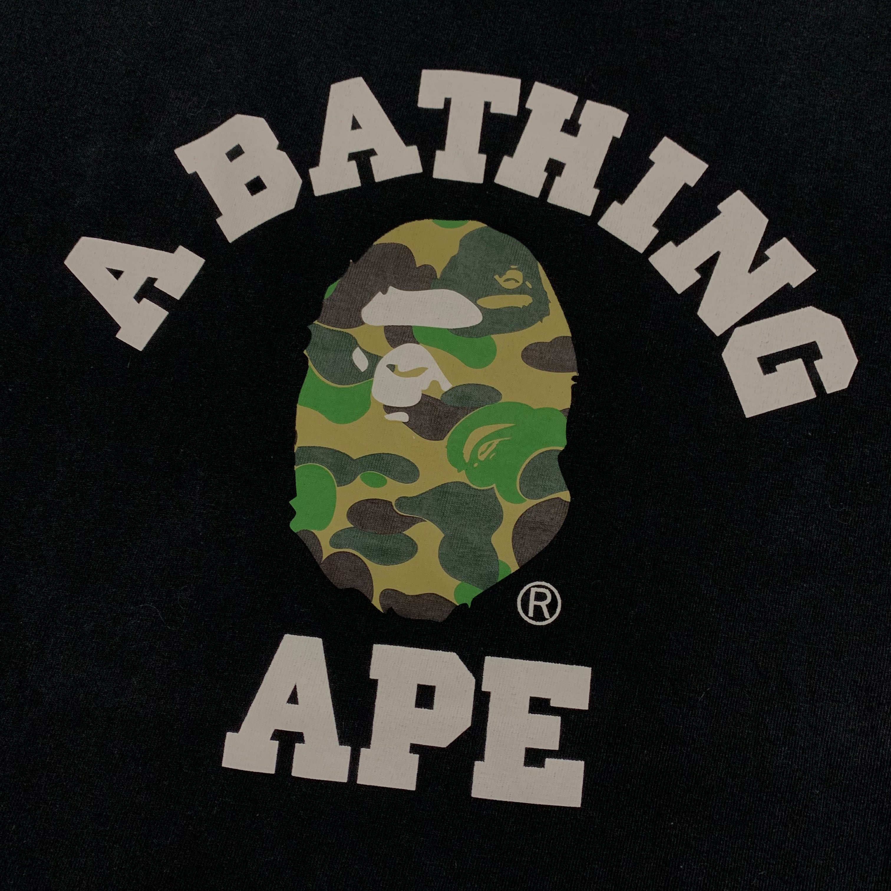 Bape Medium College Green ABC Camo Black Tee